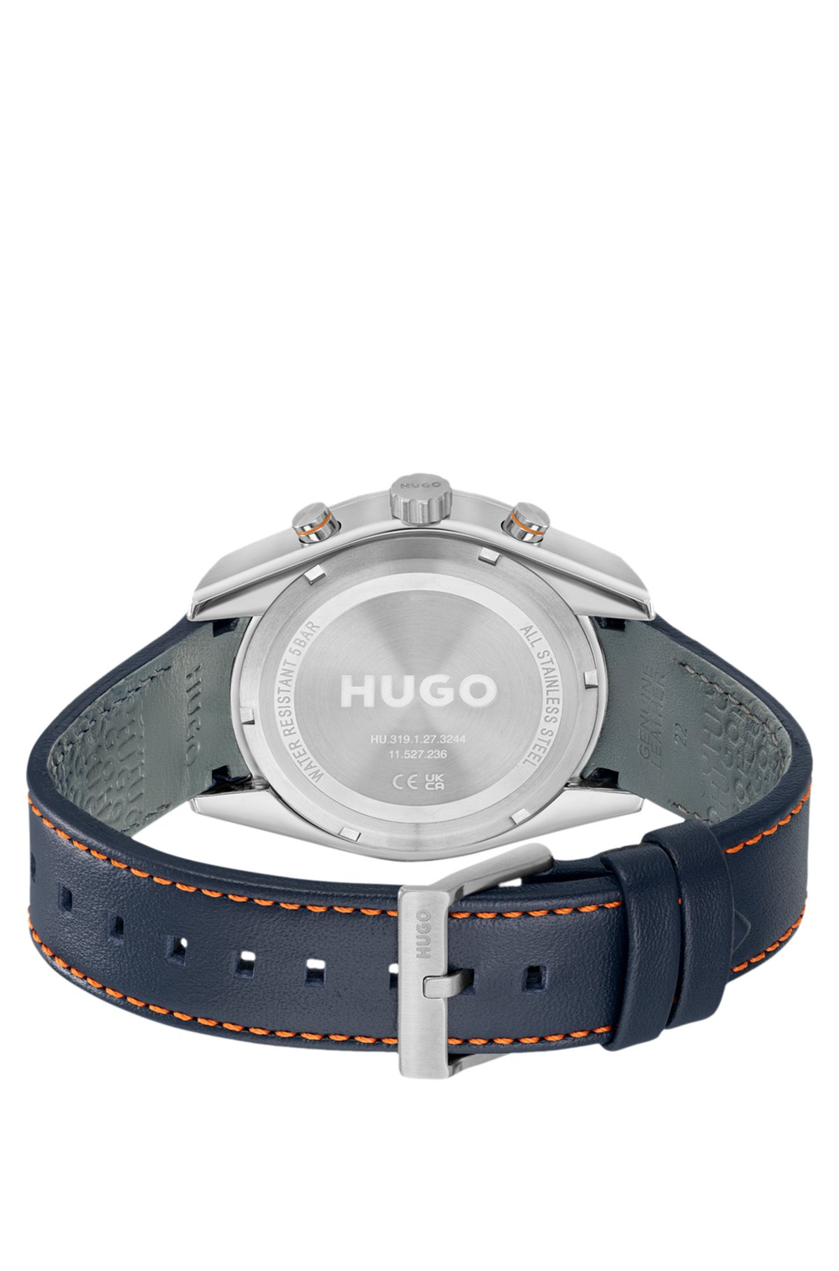 BLUE-DIAL WATCH WITH PERFORATED-LEATHER STRAP - 3