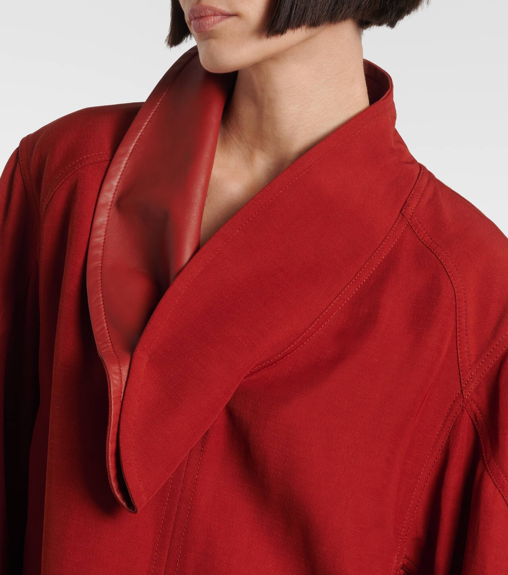 Leather-trimmed blouse - 4