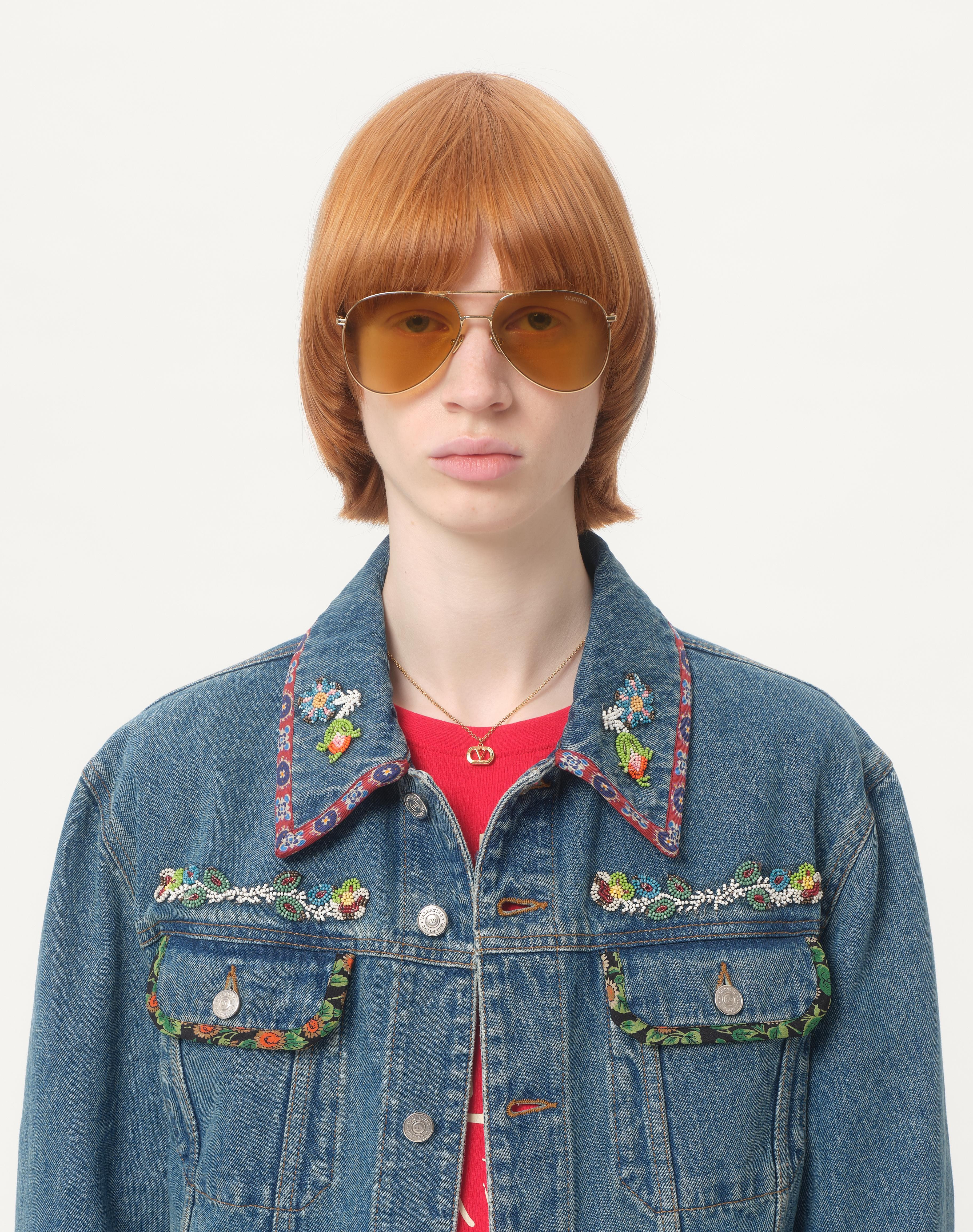 DENIM JACKET WITH BEADED EMBROIDERY AND PRINTED EDGES - 4
