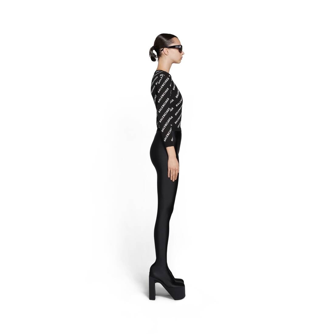 Women's Allover Logo Crop Sweater in Black - 3