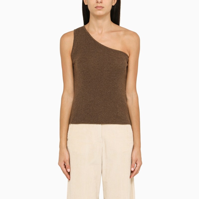 Brown one-shoulder top - 1