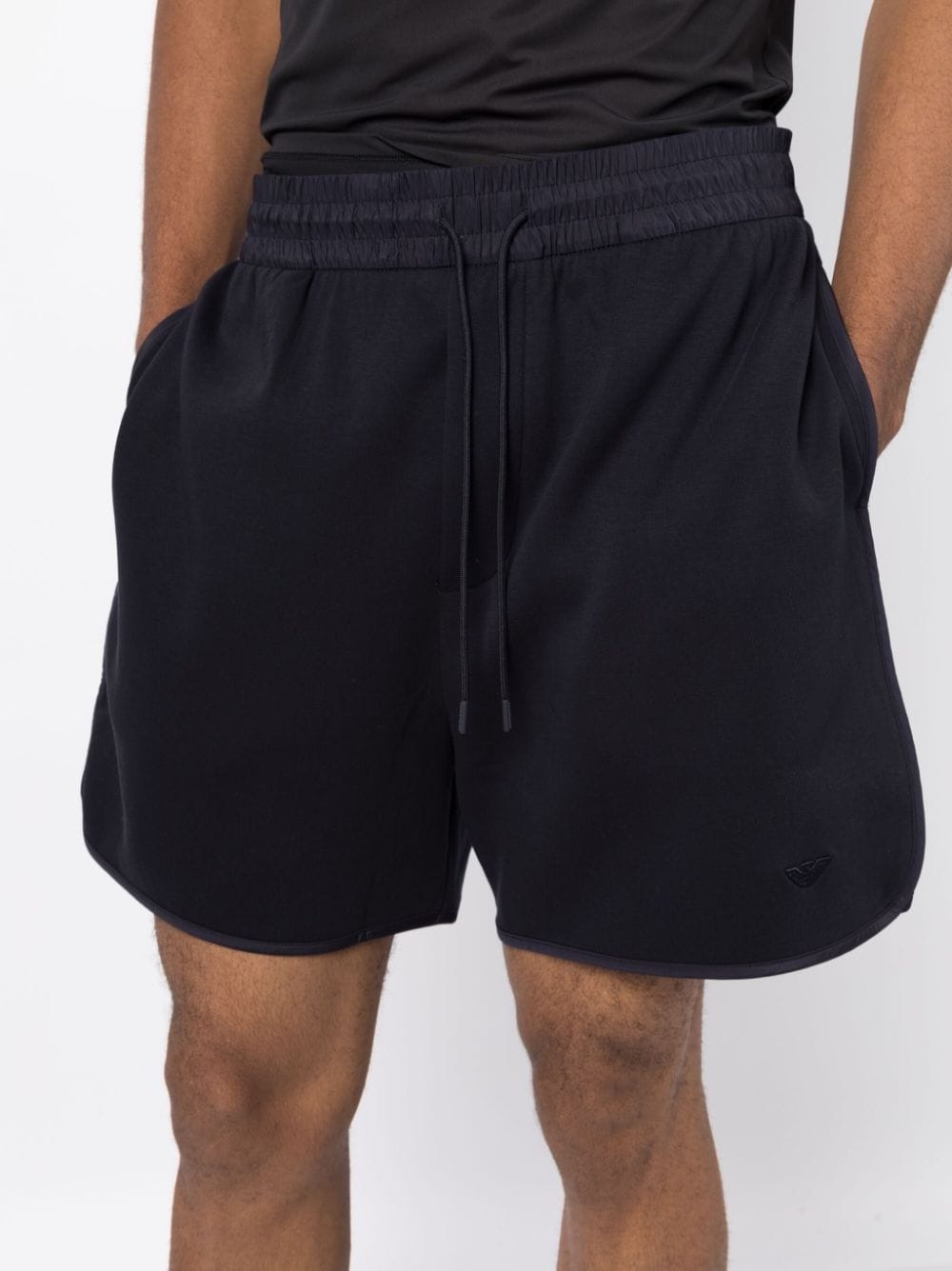 logo-embroidered drawstring track shorts - 5