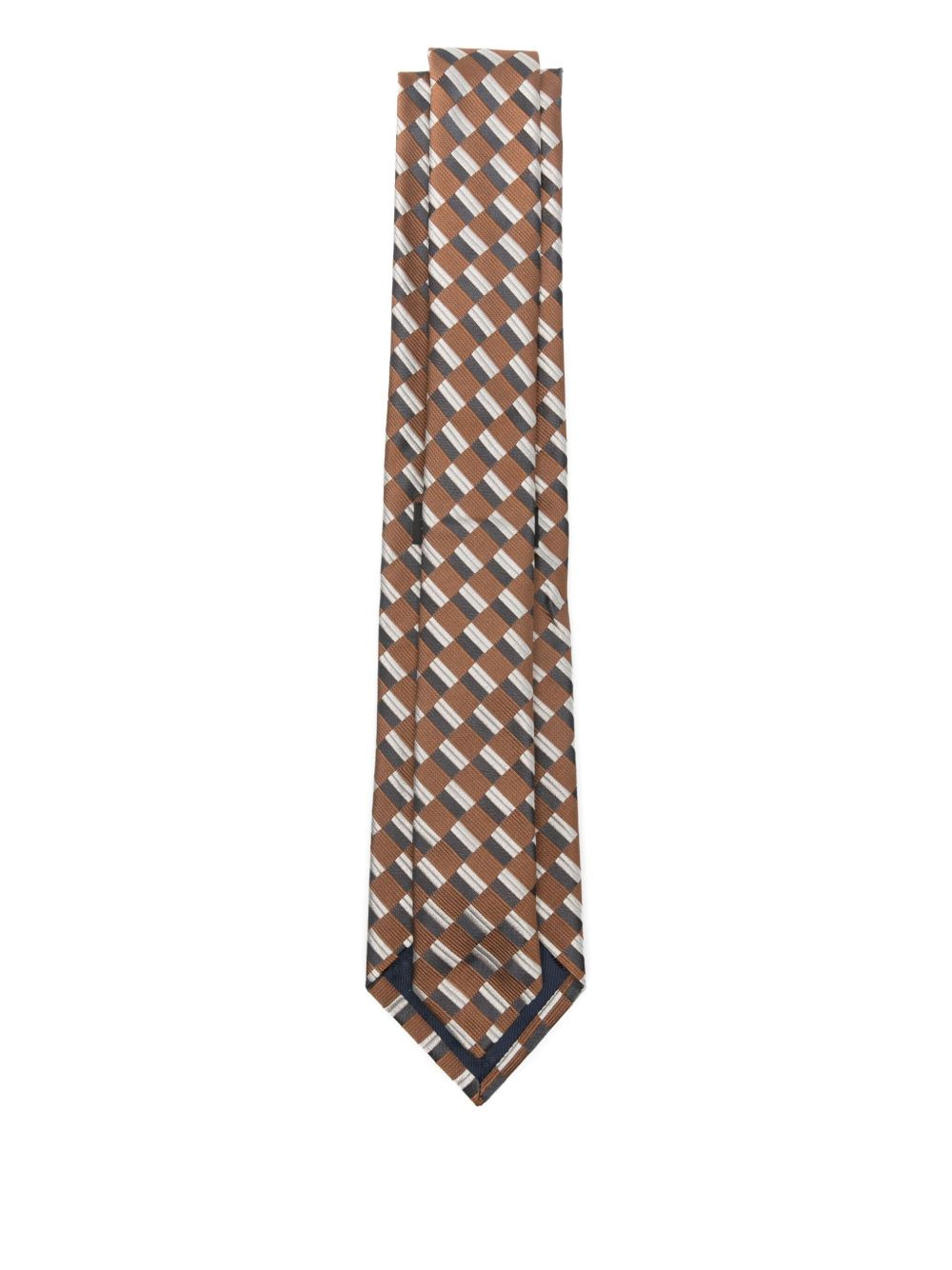 geometric-pattern silk tie - 2