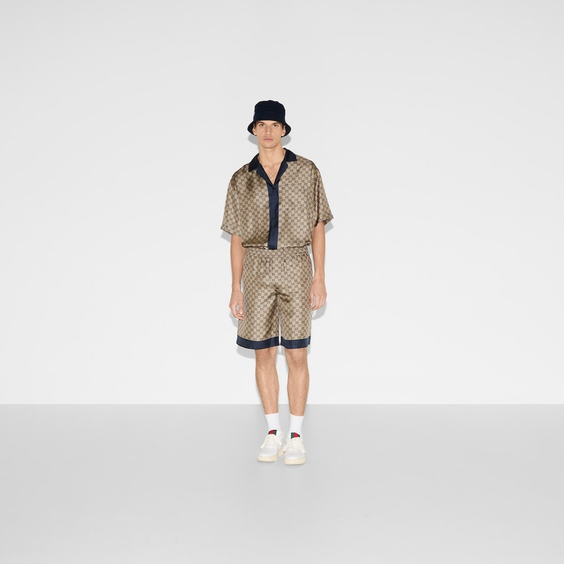 GUCCI Printed silk twill shorts outlook