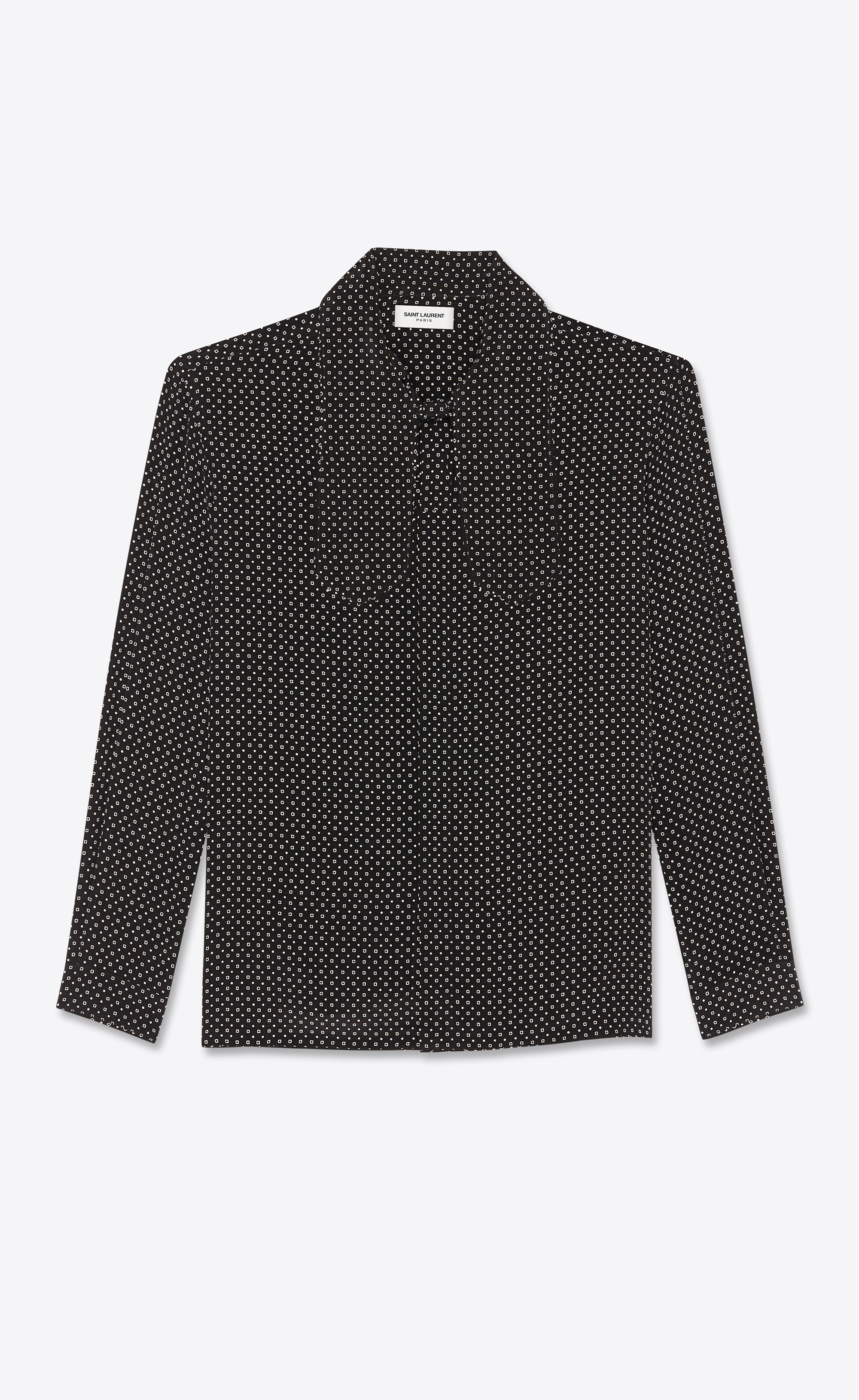 lavallière-neck shirt in geometric dotted silk crepe de chine - 2