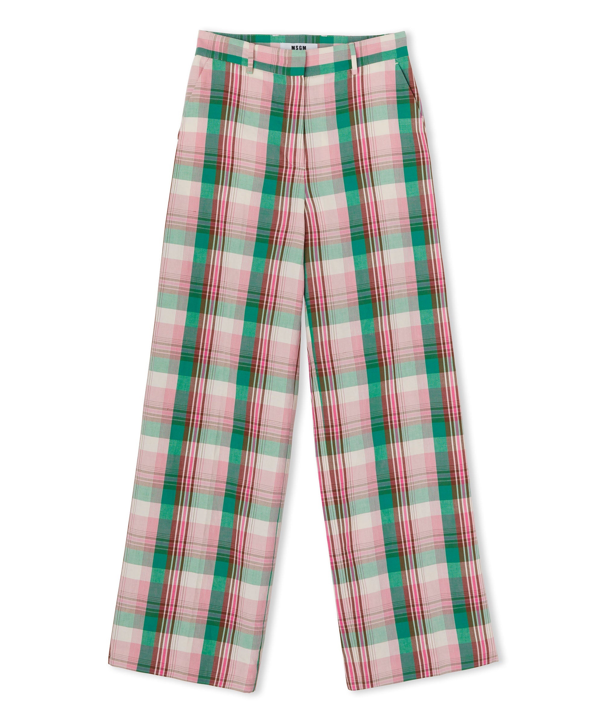 Madras linen tailored pants with straight legs - 2