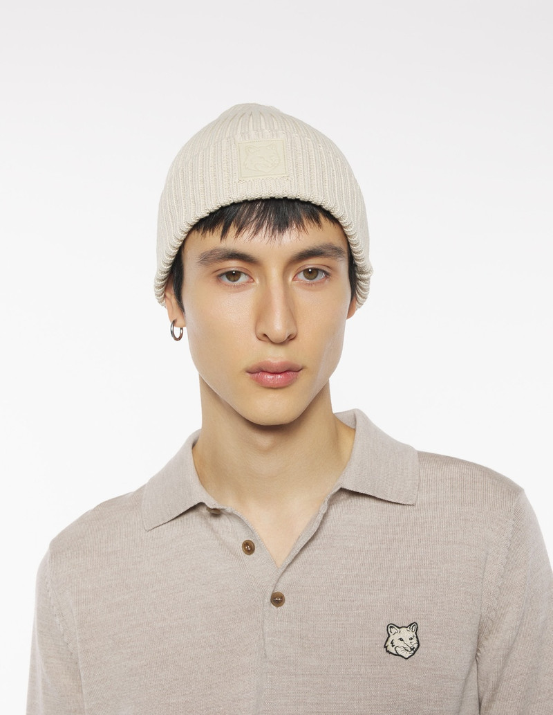 Maison Kitsuné BOLD FOX HEAD LEATHER PATCH BEANIE outlook