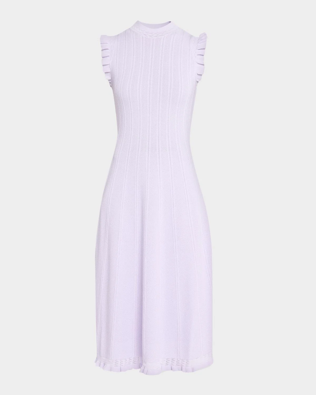 Tucker Ruffle-Trim Pointelle Knit Midi Dress - 1