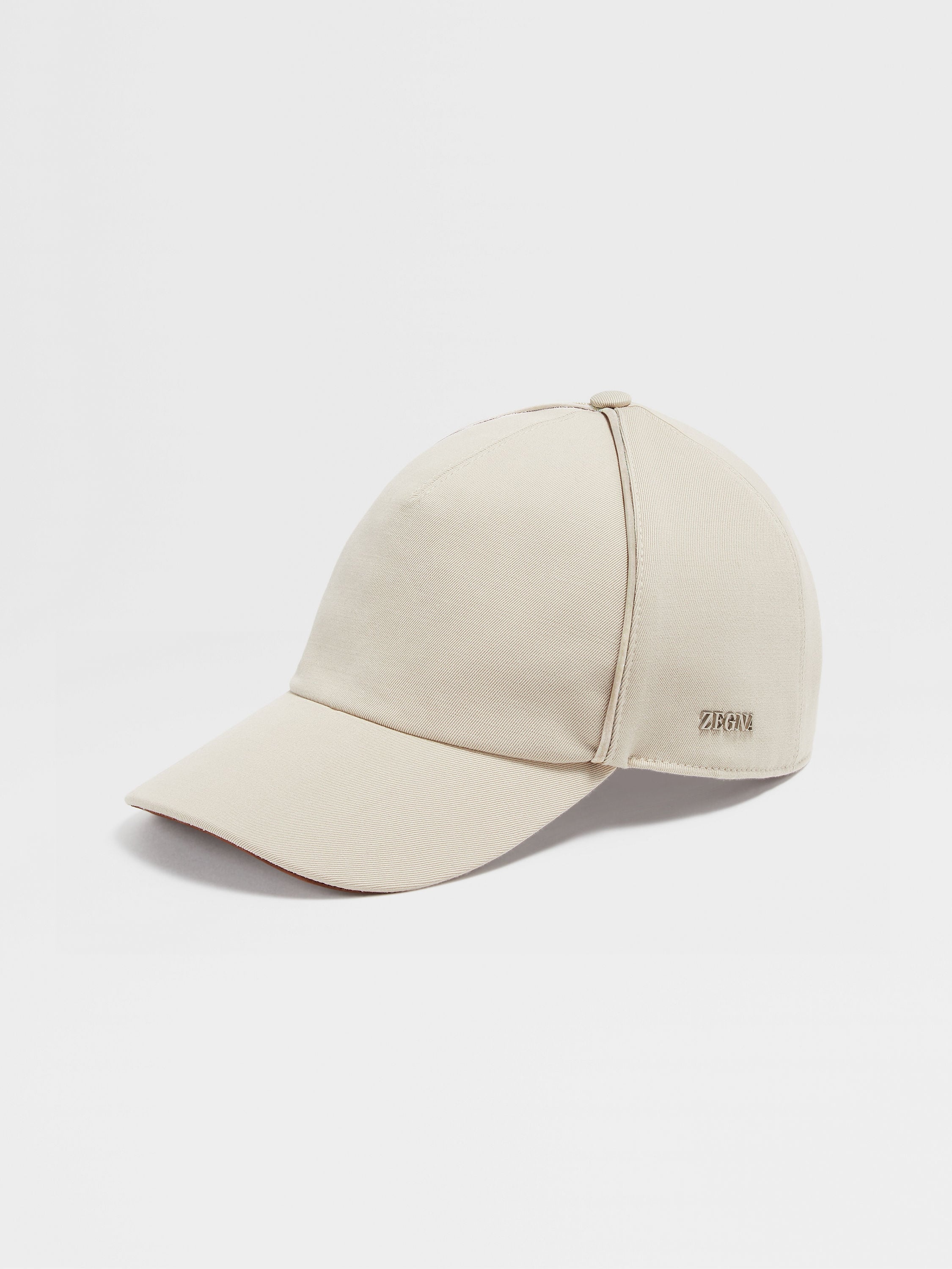 LIGHT BEIGE COTTON AND WOOL BASEBALL CAP - 1