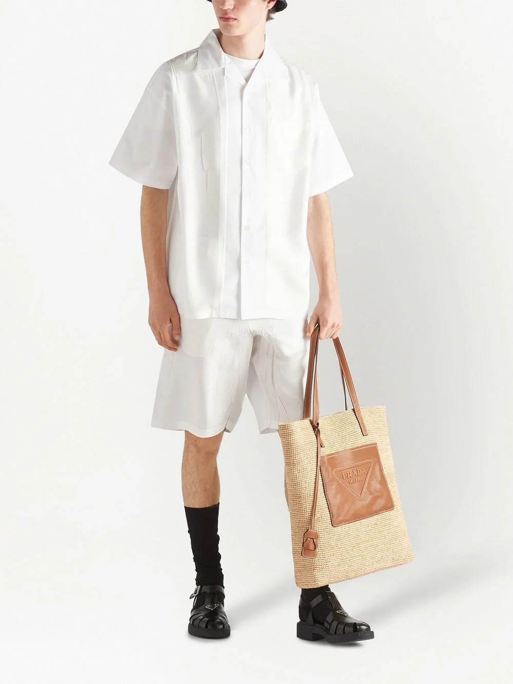 panelled cotton bowling shirt - 2