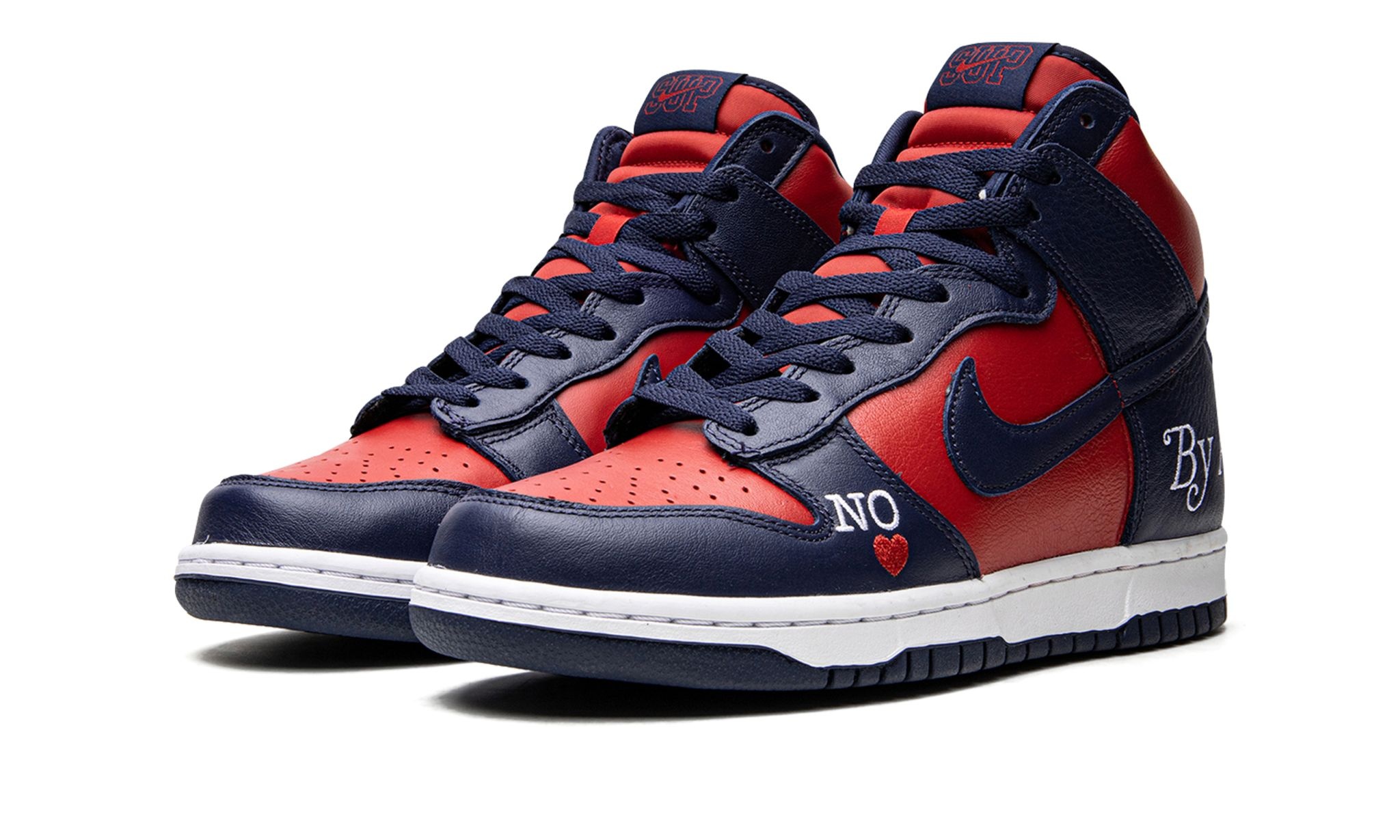SB Dunk High "Supreme - By Any Means - Navy/Red" - 2