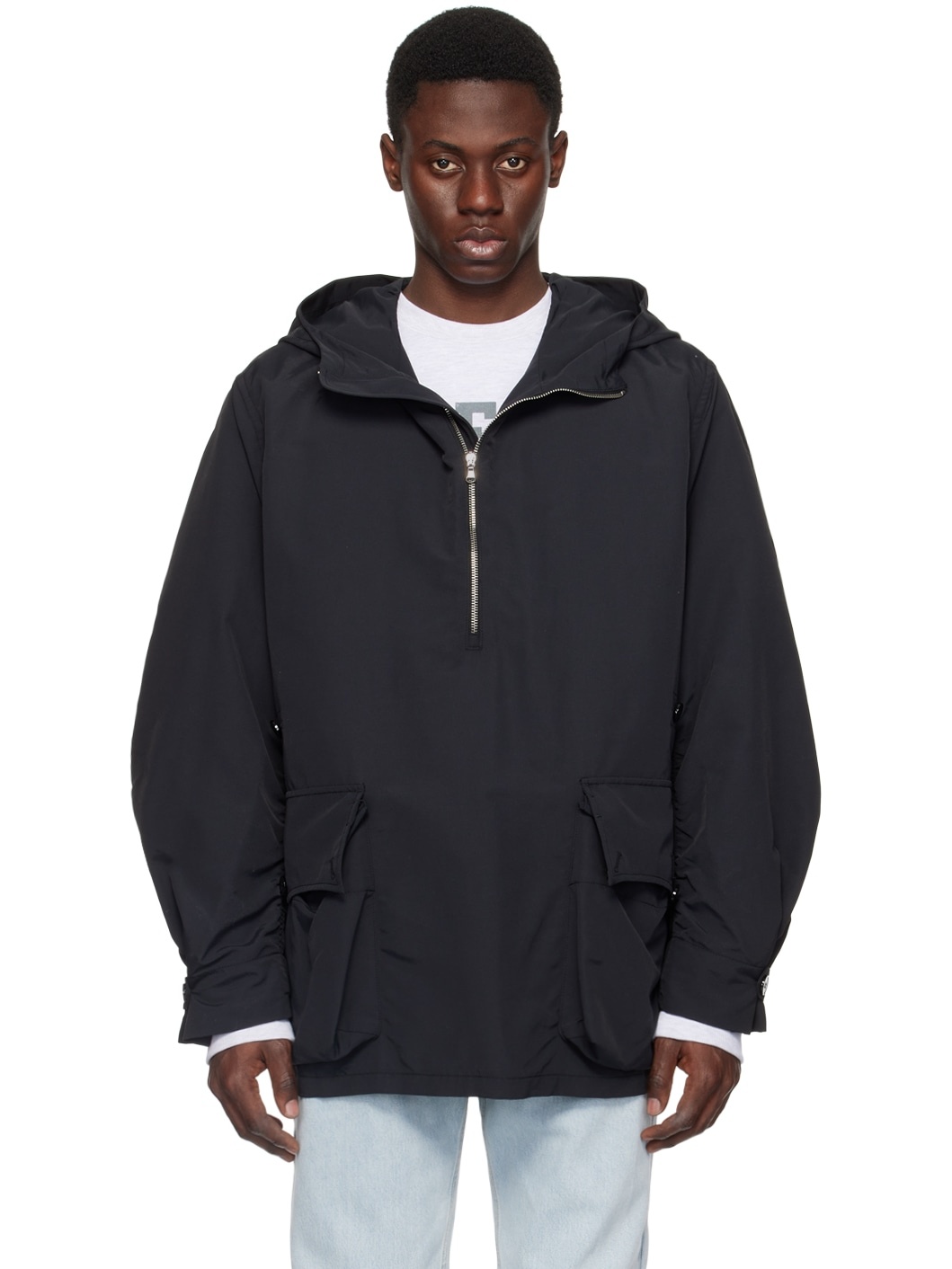 Black Volumed Pocket Jacket - 1