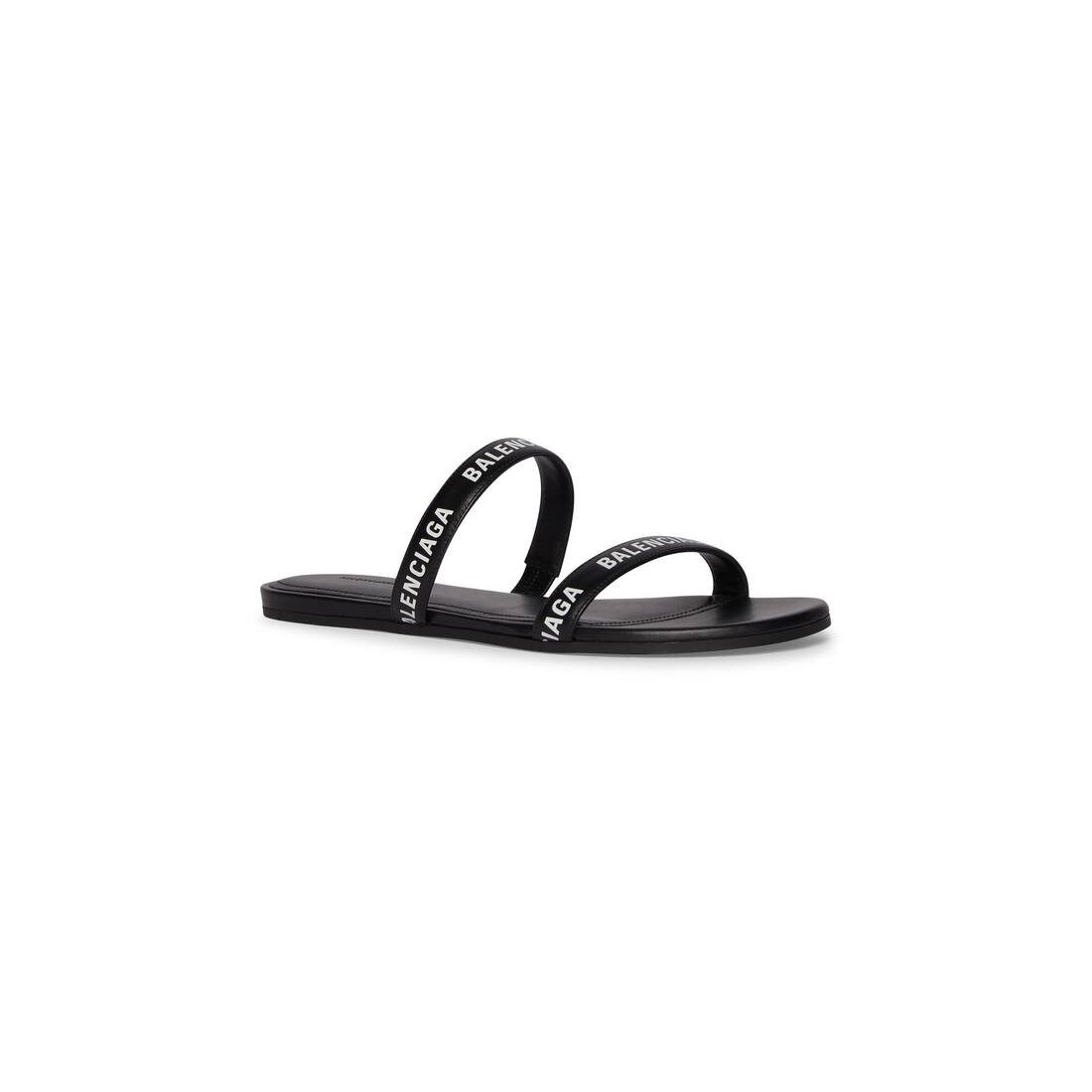Women's Round Flat Sandal  in Black - 2