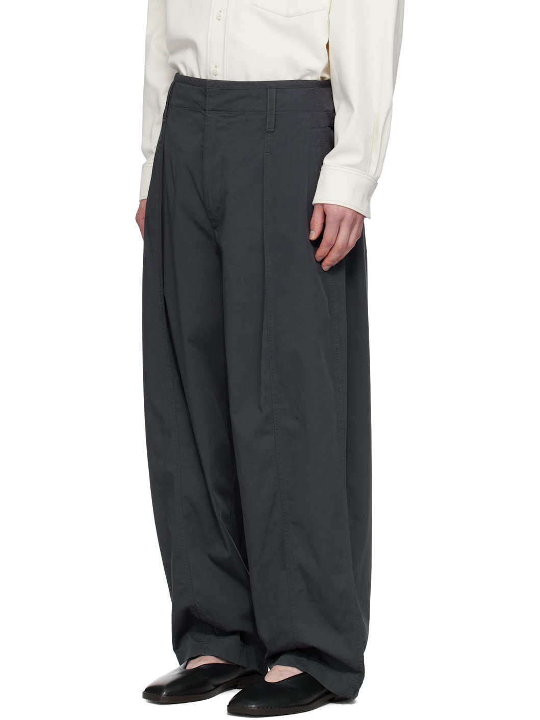 Gray Maxi Pleated Trousers - 4