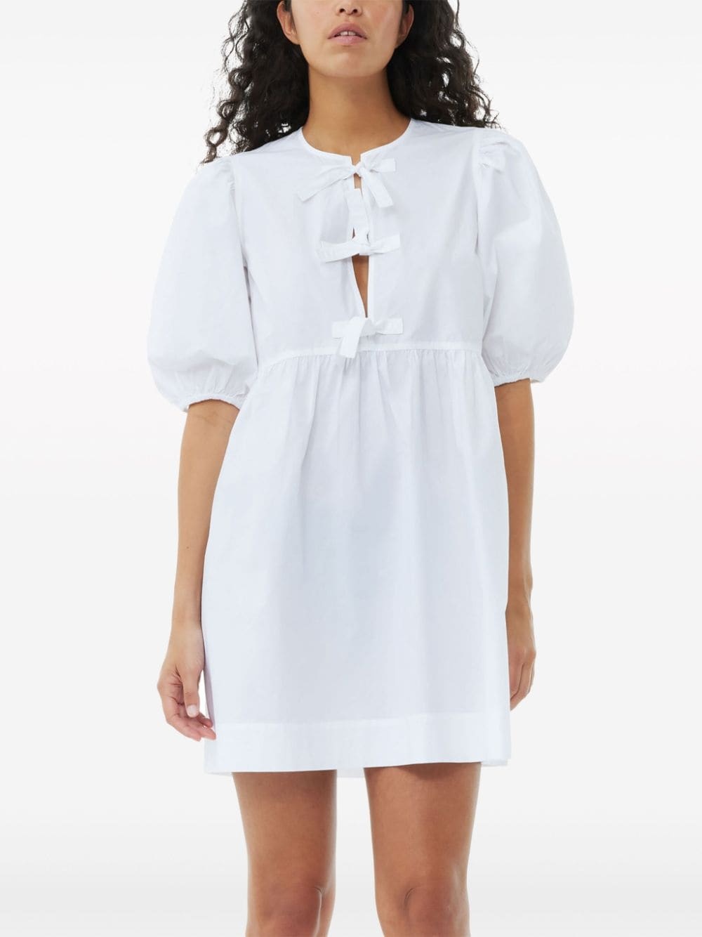 Cotton Poplin Tie String Mini Dress - 5