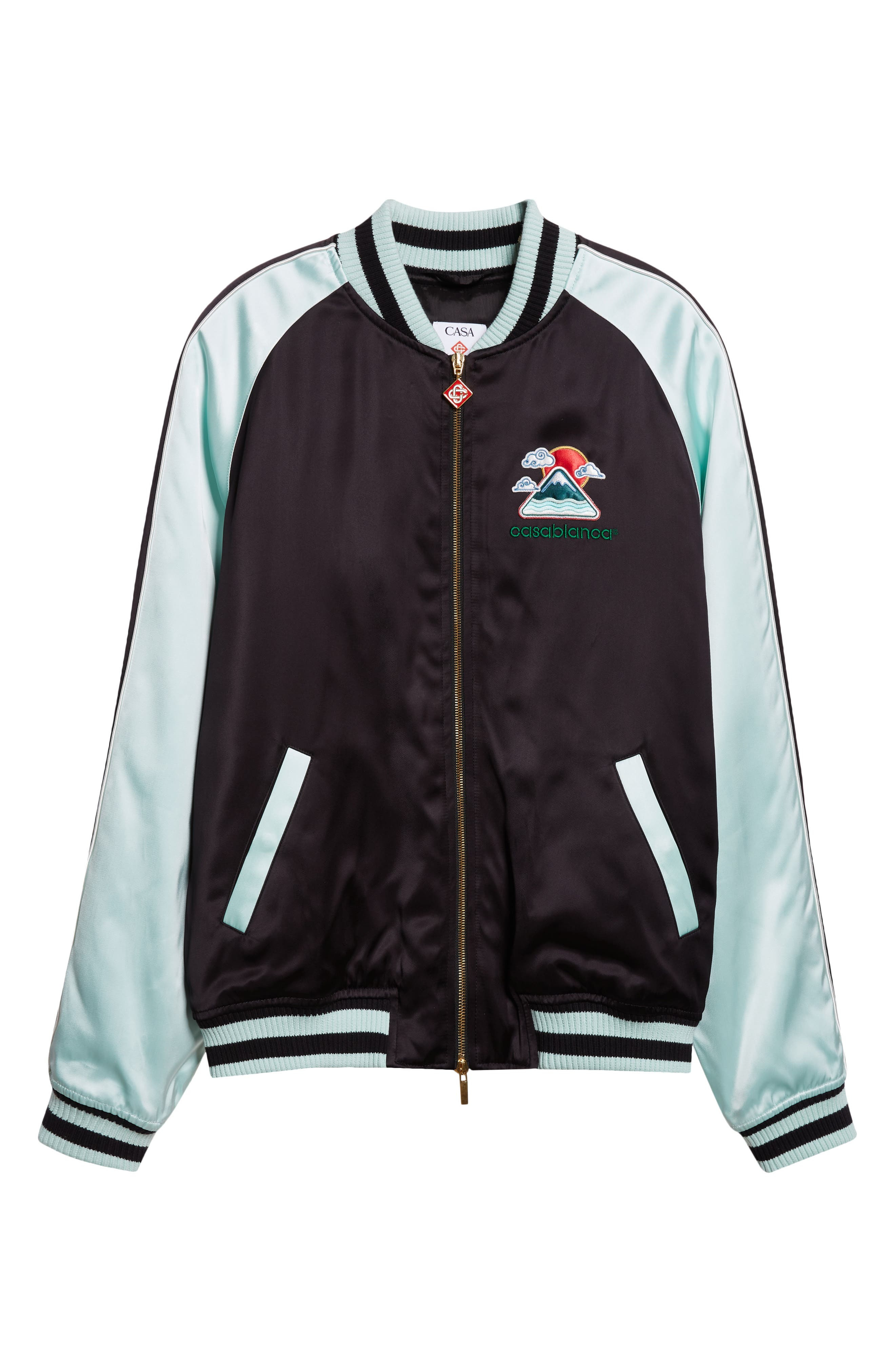 Casablanca Embroidered Satin Bomber Jacket in Black at Nordstrom - 6