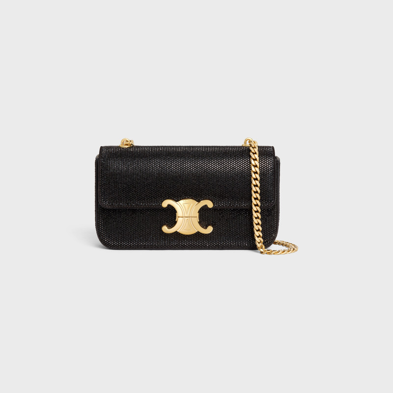 CHAIN SHOULDER BAG CLAUDE in SUEDE CALFSKIN WITH STRASS 1