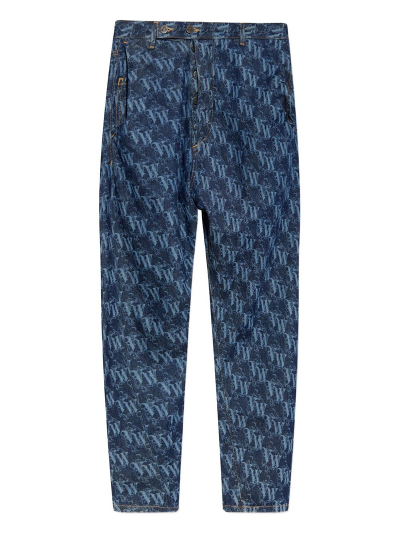 monogram-pattern tapered jeans 1
