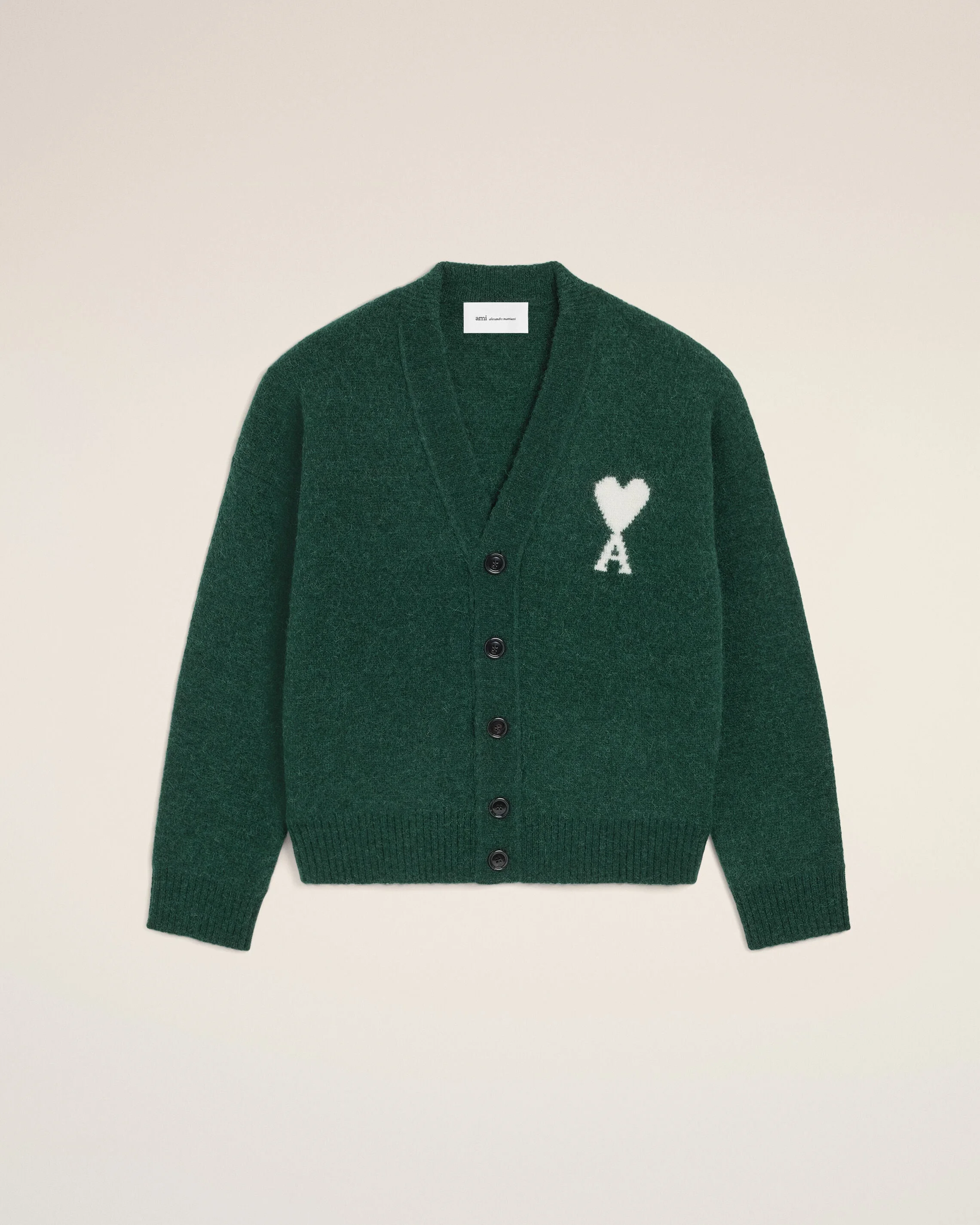 GREEN ALPACA CARDIGAN WITH AMI DE COEUR - 1