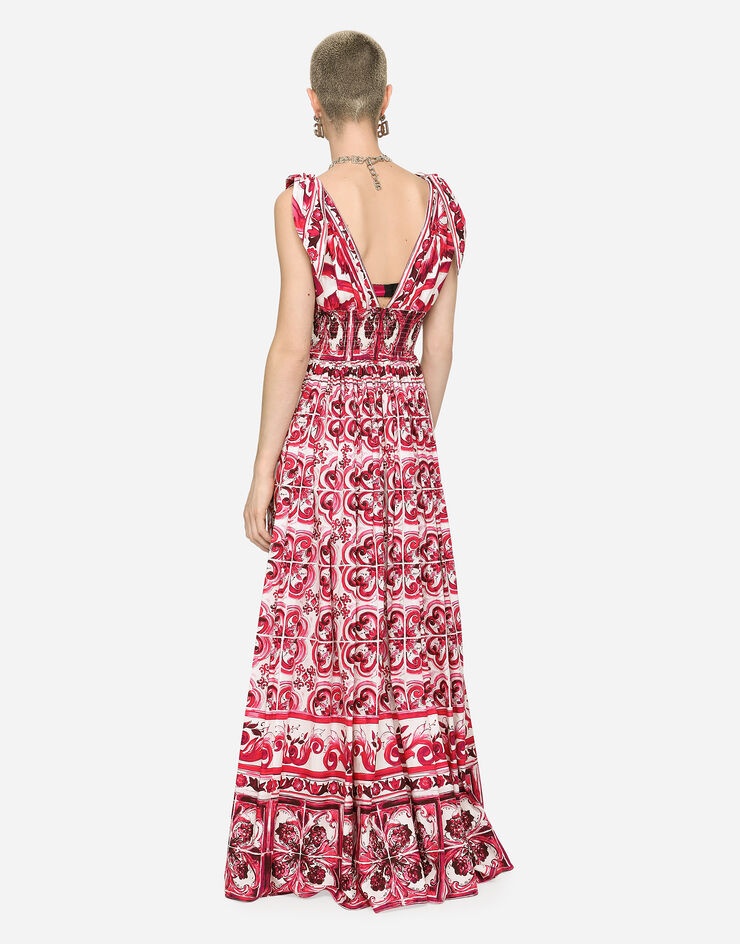 Long Majolica-print poplin dress - 3