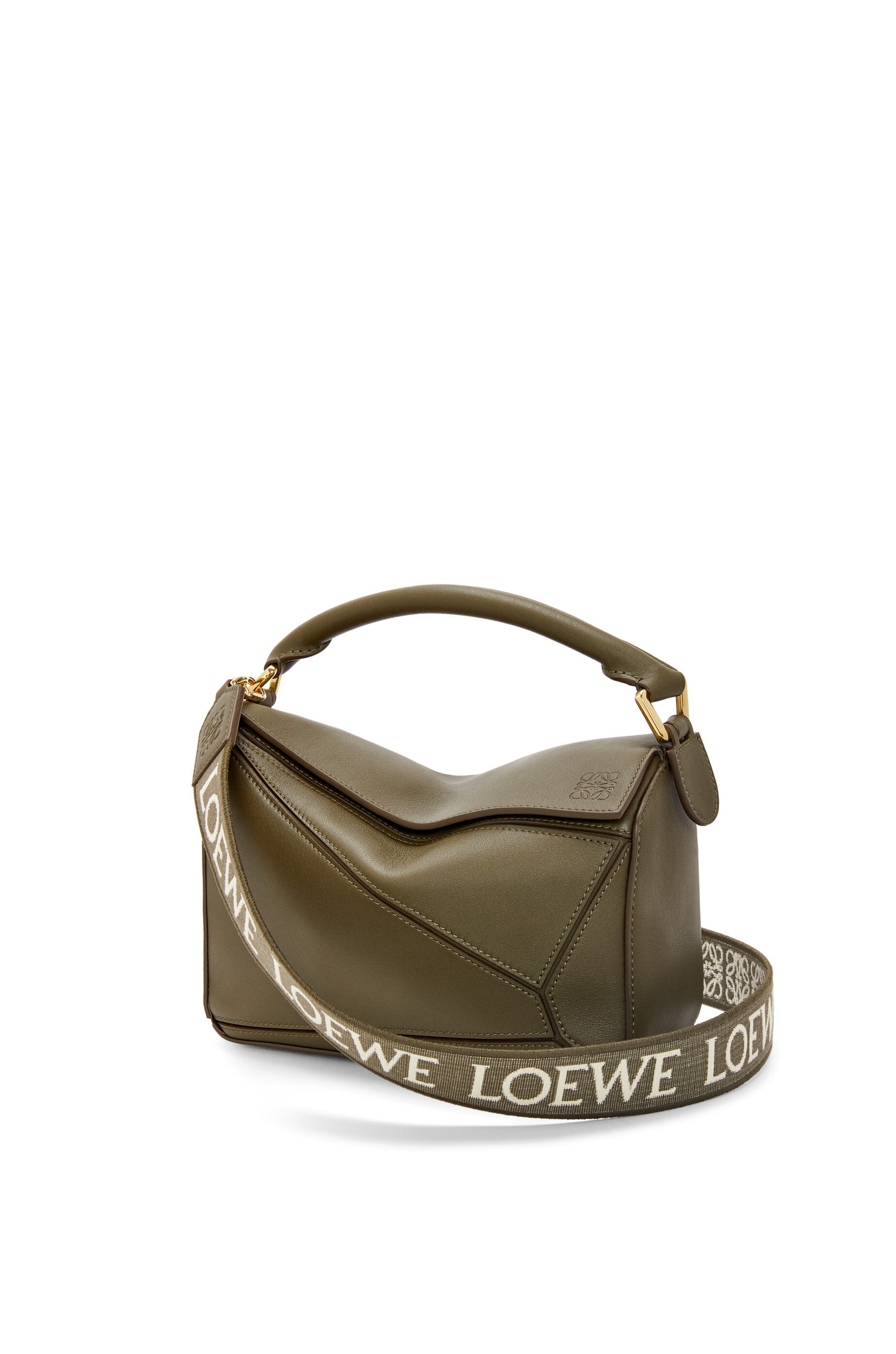 Small Puzzle bag in classic calfskin & Anagram strap in jacquard and calfskin - 2