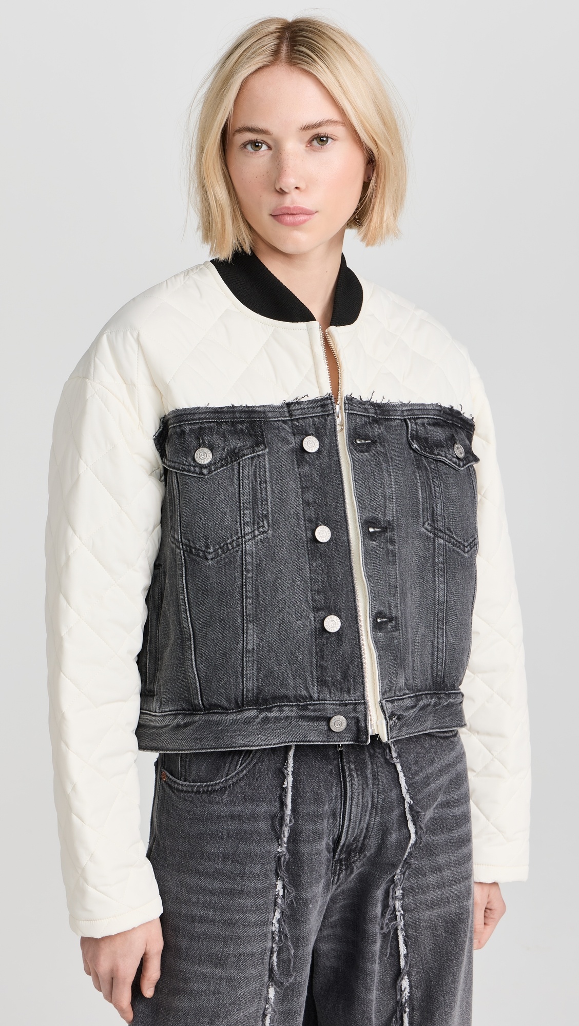 MM6 Maison Margiela Quilted Nylon / Denim Jacket | shopbop