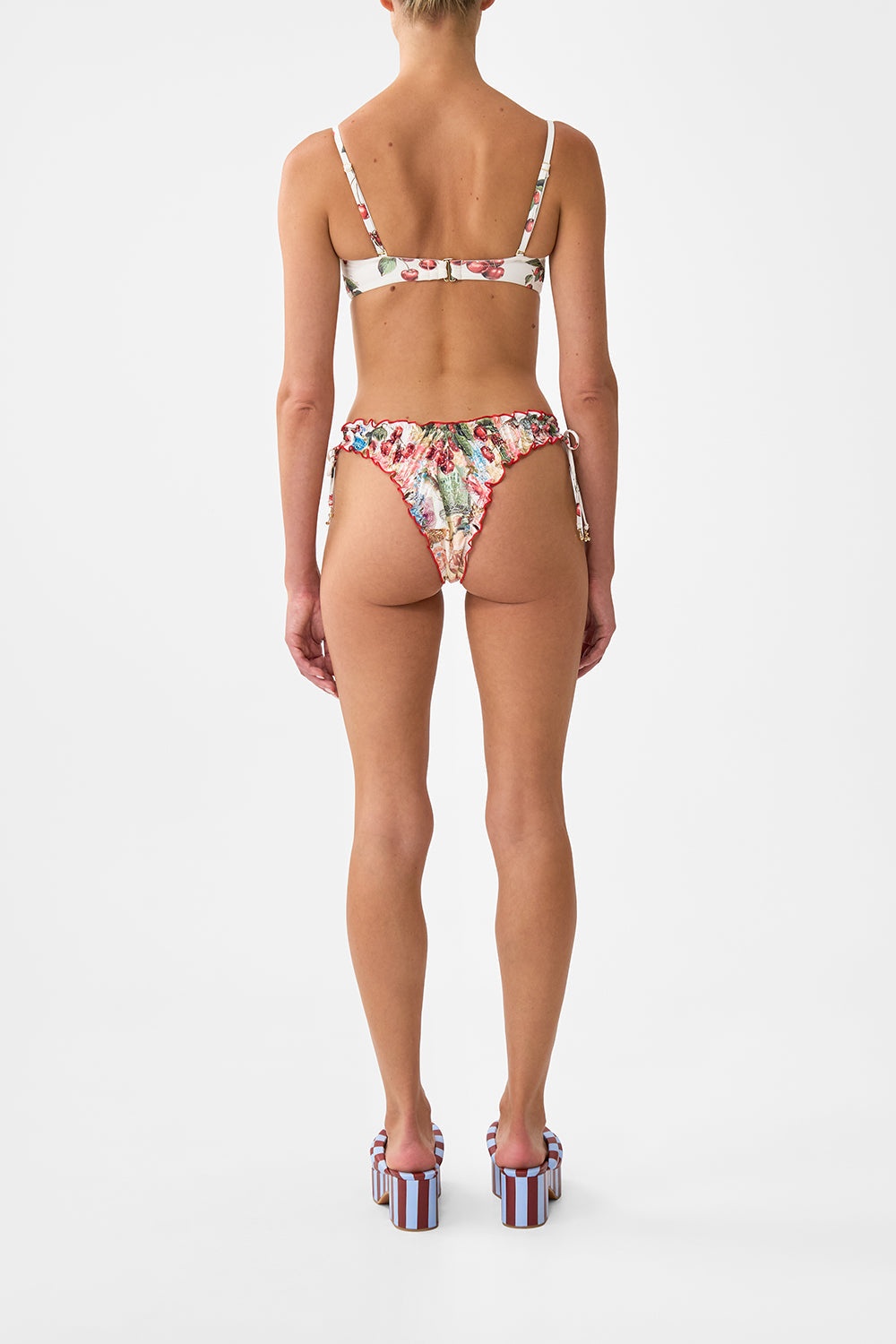 RUCHED CUP UNDERWIRE BIKINI TOP WITH TIE FRONT - 3