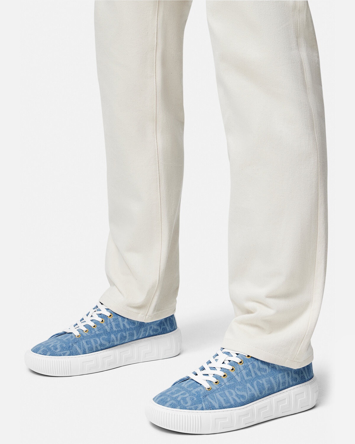 Versace Allover Denim Greca Sneakers - 6