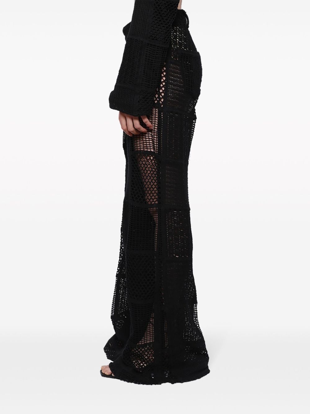 crochet-knit wide-leg trousers - 4