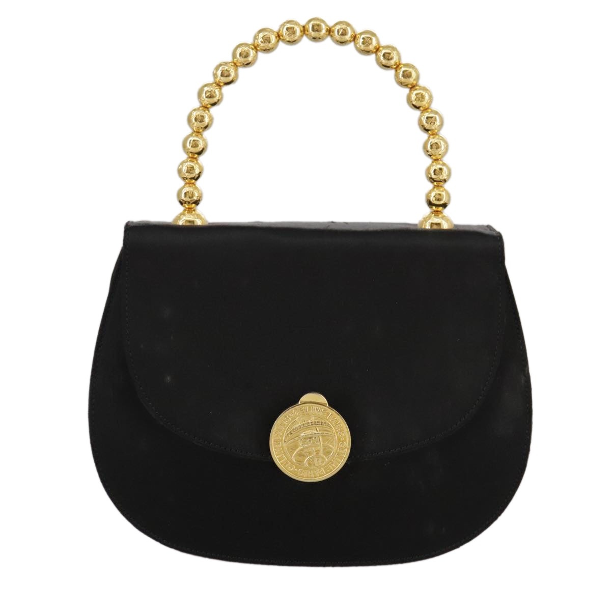 CELINE Hand Bag Nylon Gold Black - 13