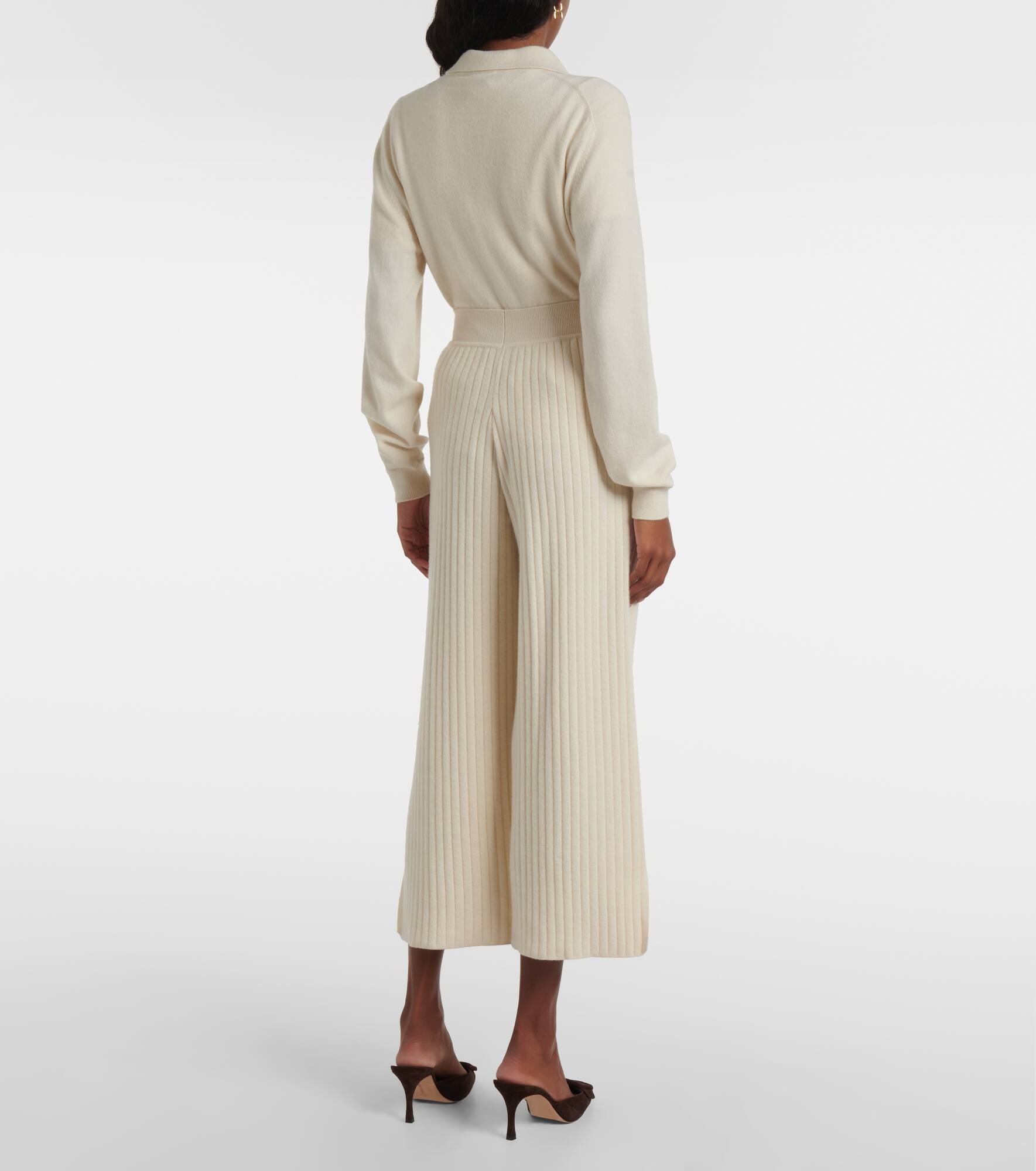 Coste ribbed-knit cropped cashmere pants - 3