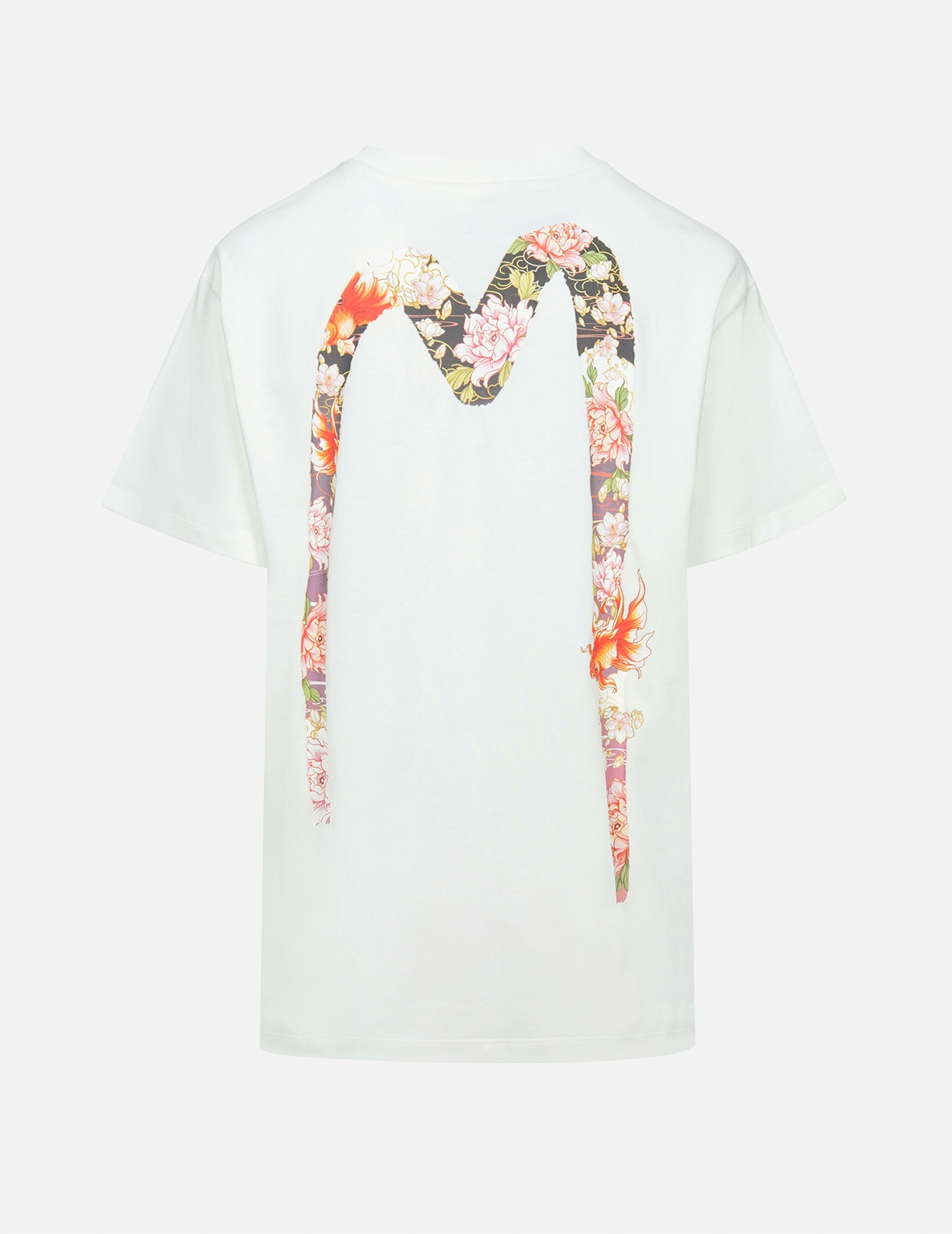 GOLDFISH AND FLORAL FLOW BRUSHSTROKE DAICOCK PRINT BOYFRIEND T-SHIRT - 2