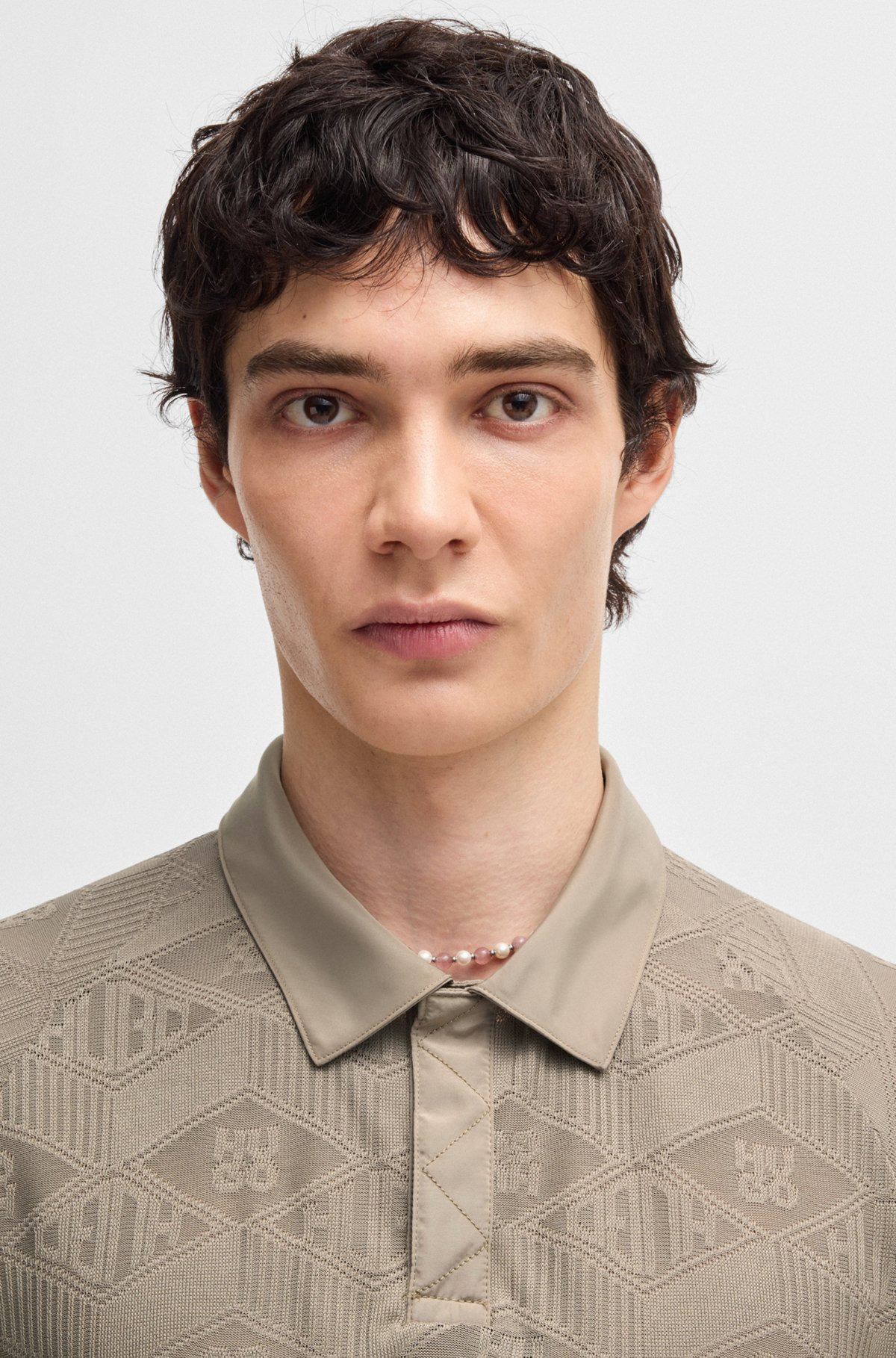 LOGO-PATTERN POLO SHIRT WITH CONTRAST PLACKET - 3