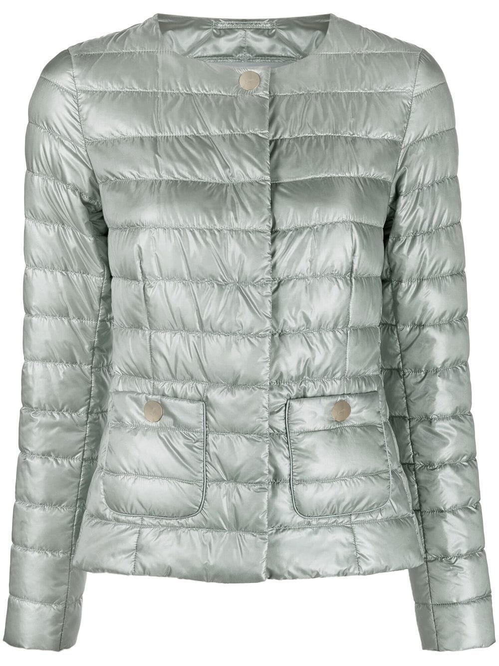 collarless padded down jacket - 1