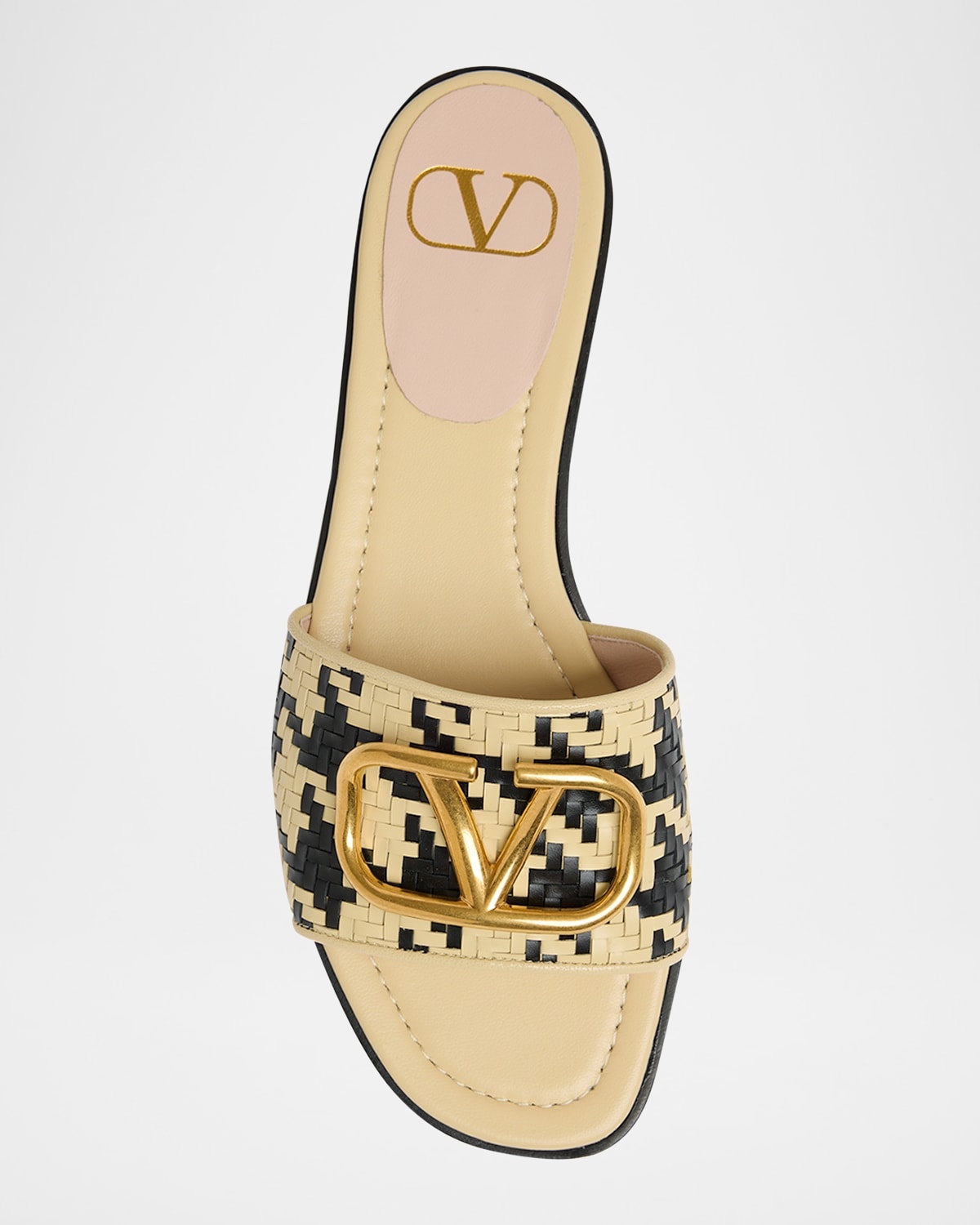 VLogo Signature Houndstooth Woven Slide Sandals - 3