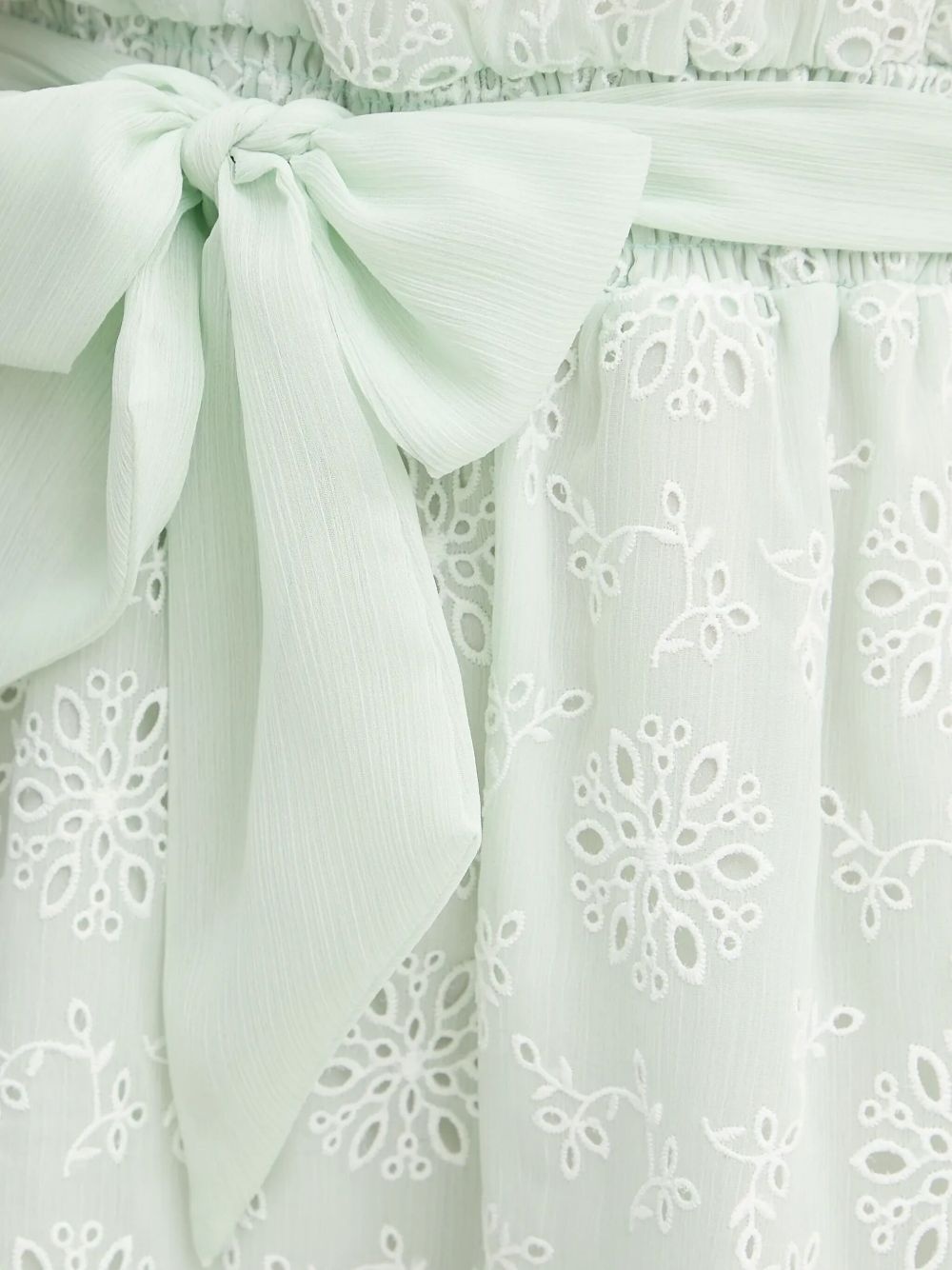 eyelet-embroidered halterneck mini dress - 5