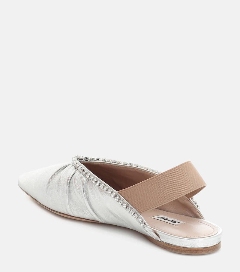 Miu Miu Embellished leather slingback flats outlook