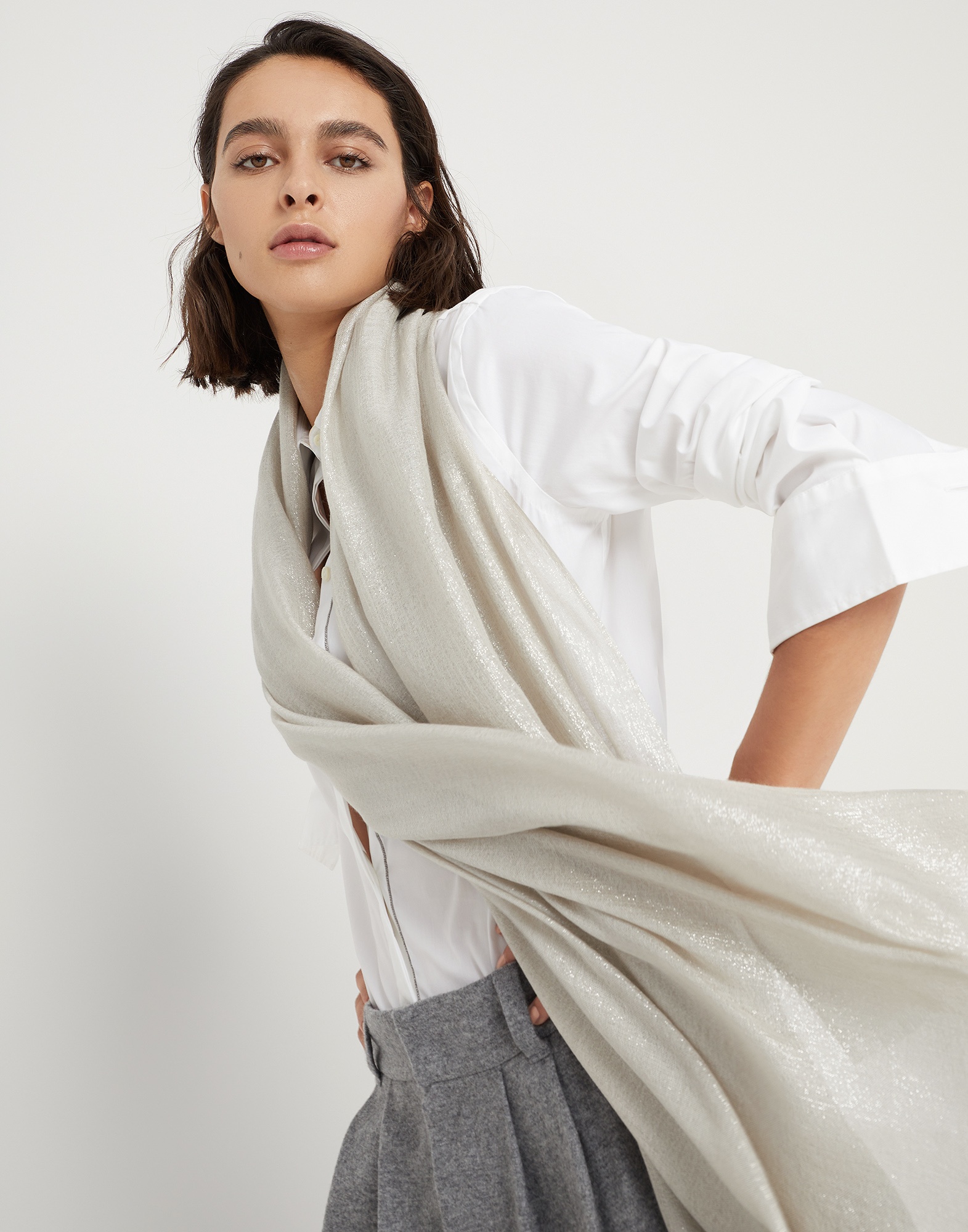 Cashmere and silk sparkling scarf - 4