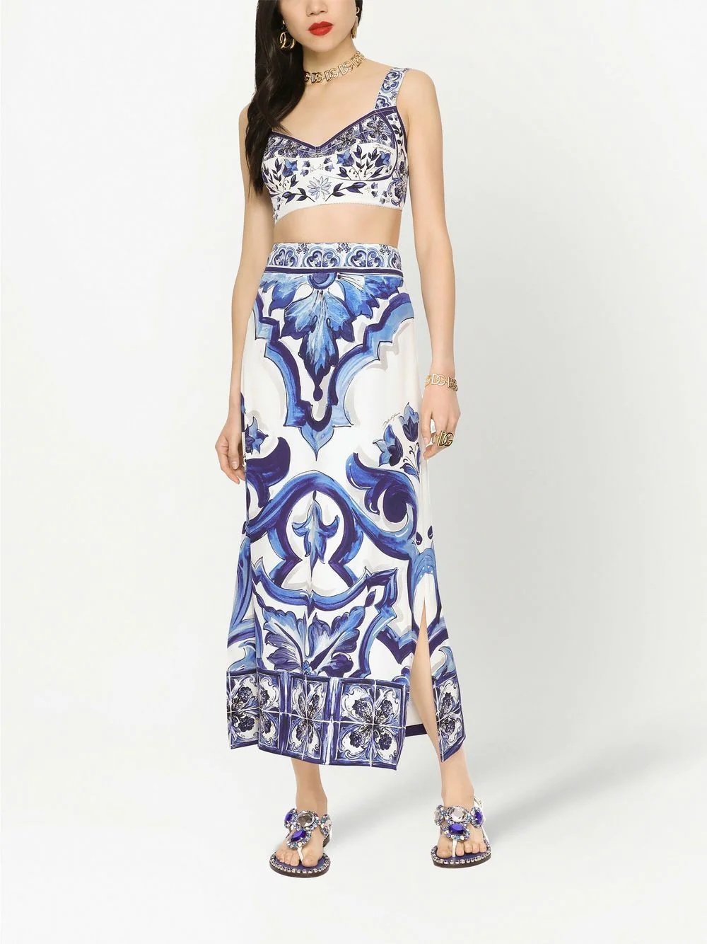 Majolica-print maxi skirt - 3