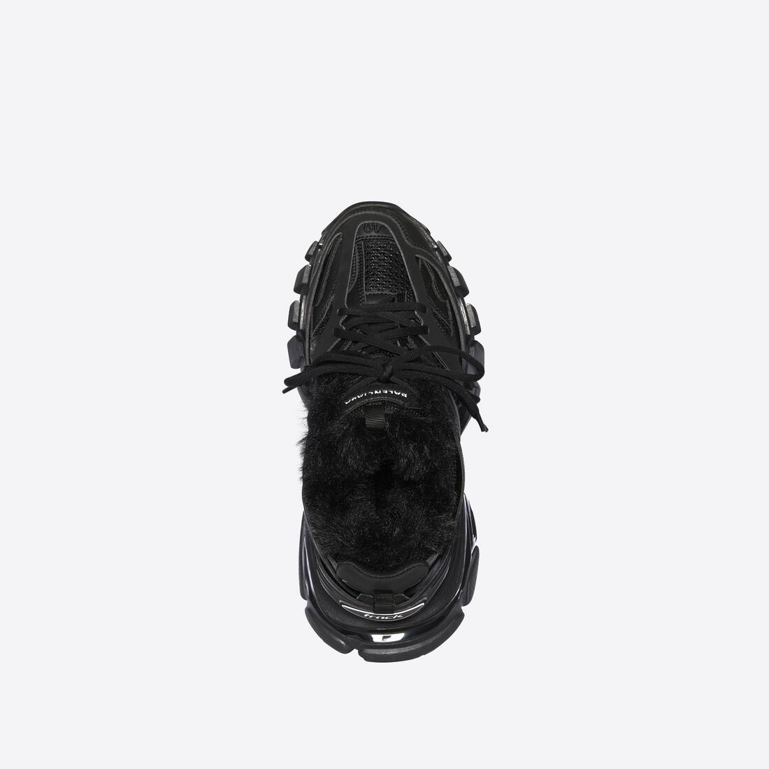Men's Track Sneaker Fake Fur in Black - 4