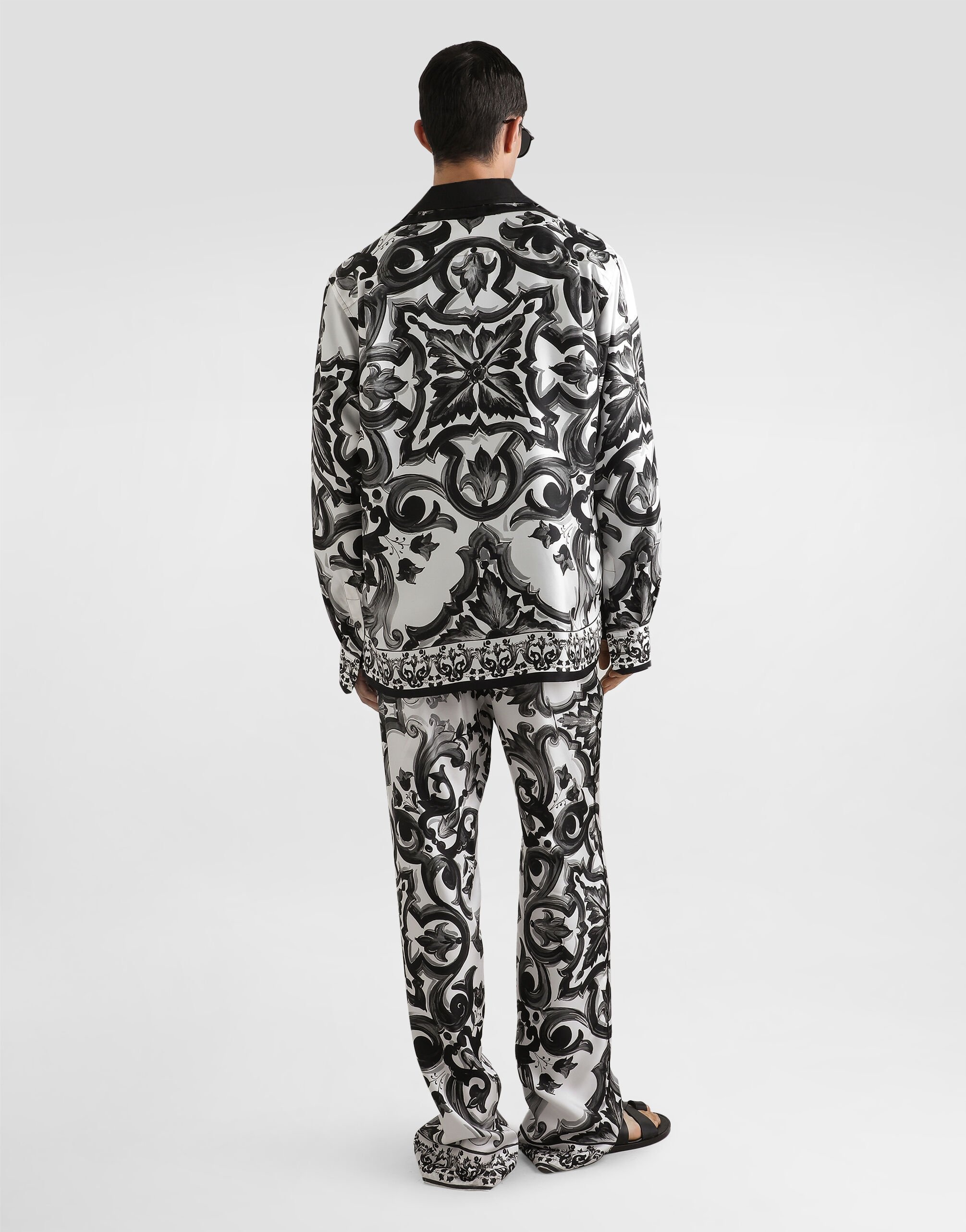 Majolica-print twill trousers - 3