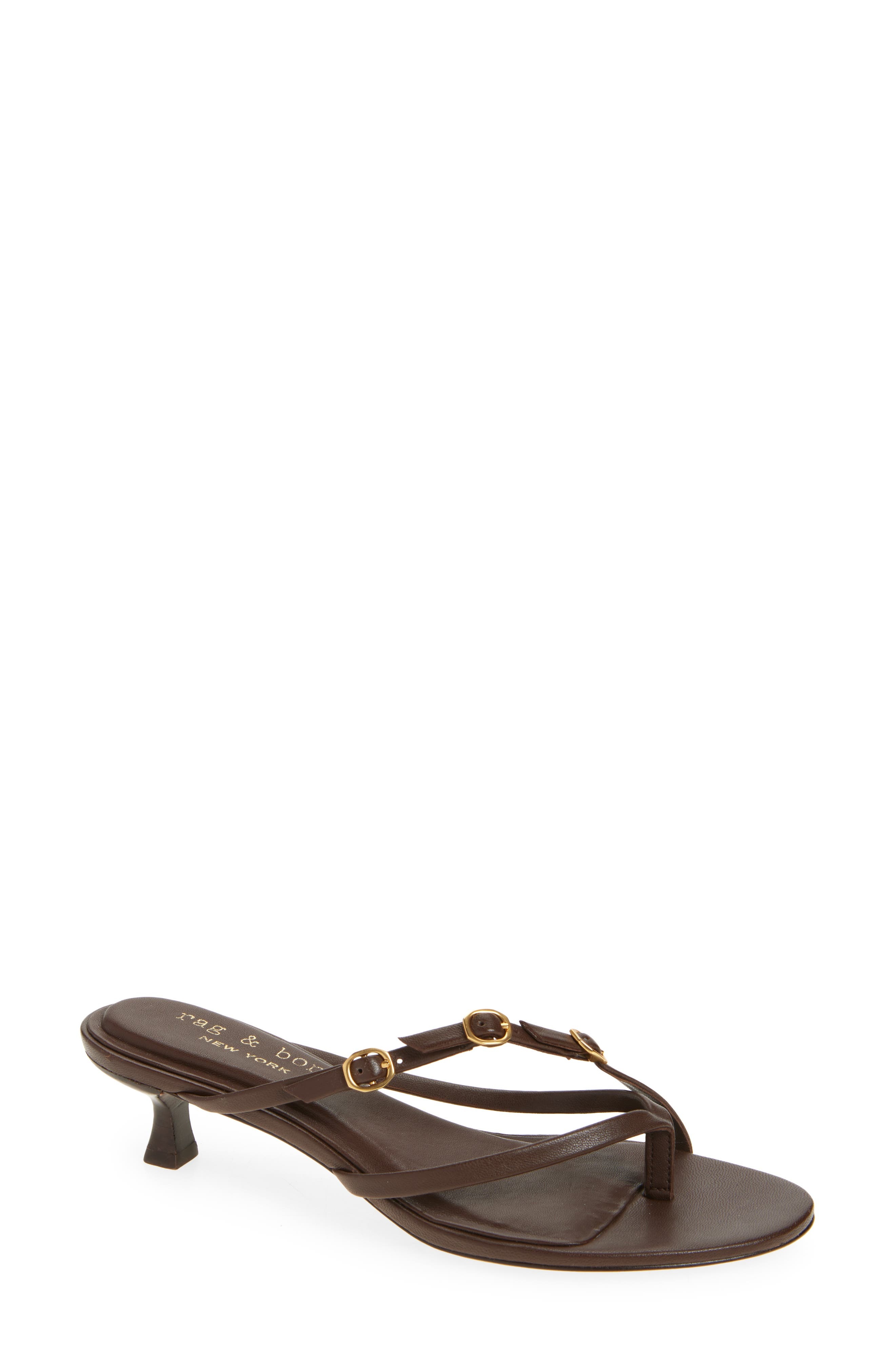 rag & bone Sammie Buckle Kitten Heel Slide Sandal in Dark Mocha at Nordstrom - 1