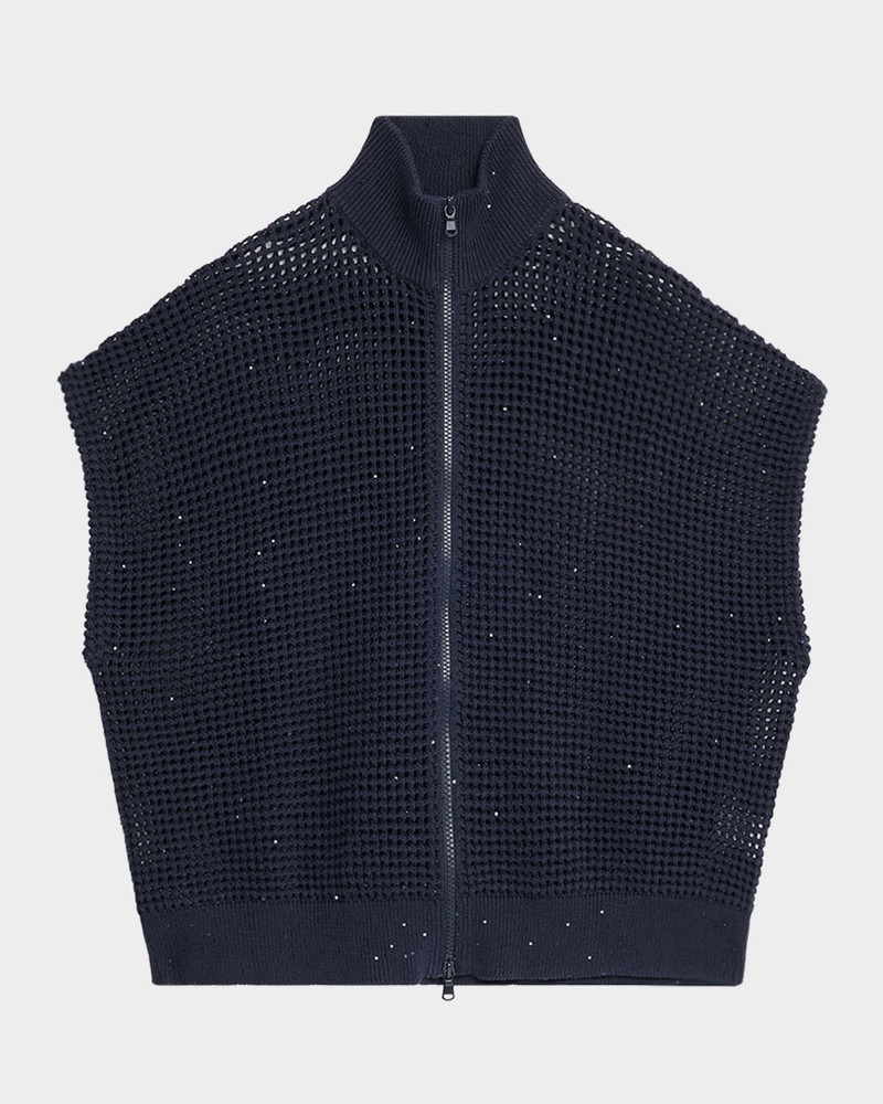 Cotton-Linen Mesh Short-Sleeve Zip Jacket 1