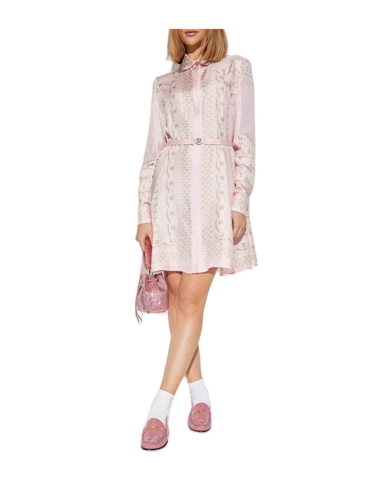 Chain-printed Belted Mini Dress - 4