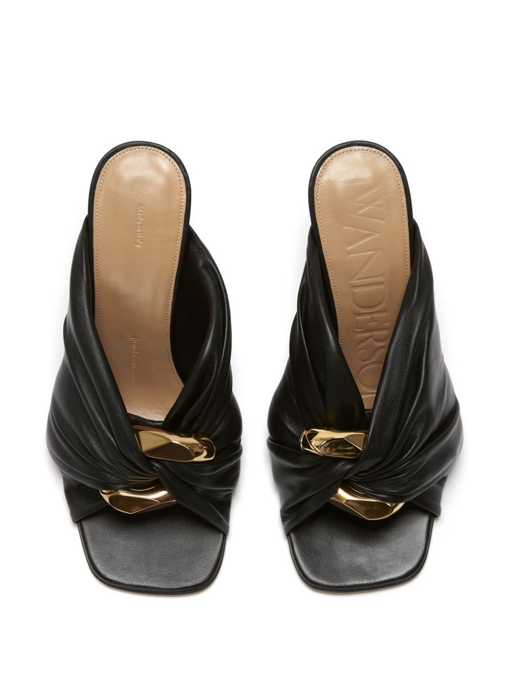 Corner gathered leather mules - 4