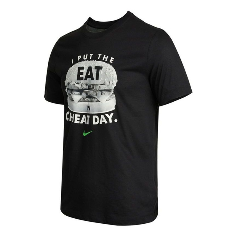 Nike Tee Humor Athleisure Casual Sports Alphabet Printing Short Sleeve Black DD6921-010 - 1