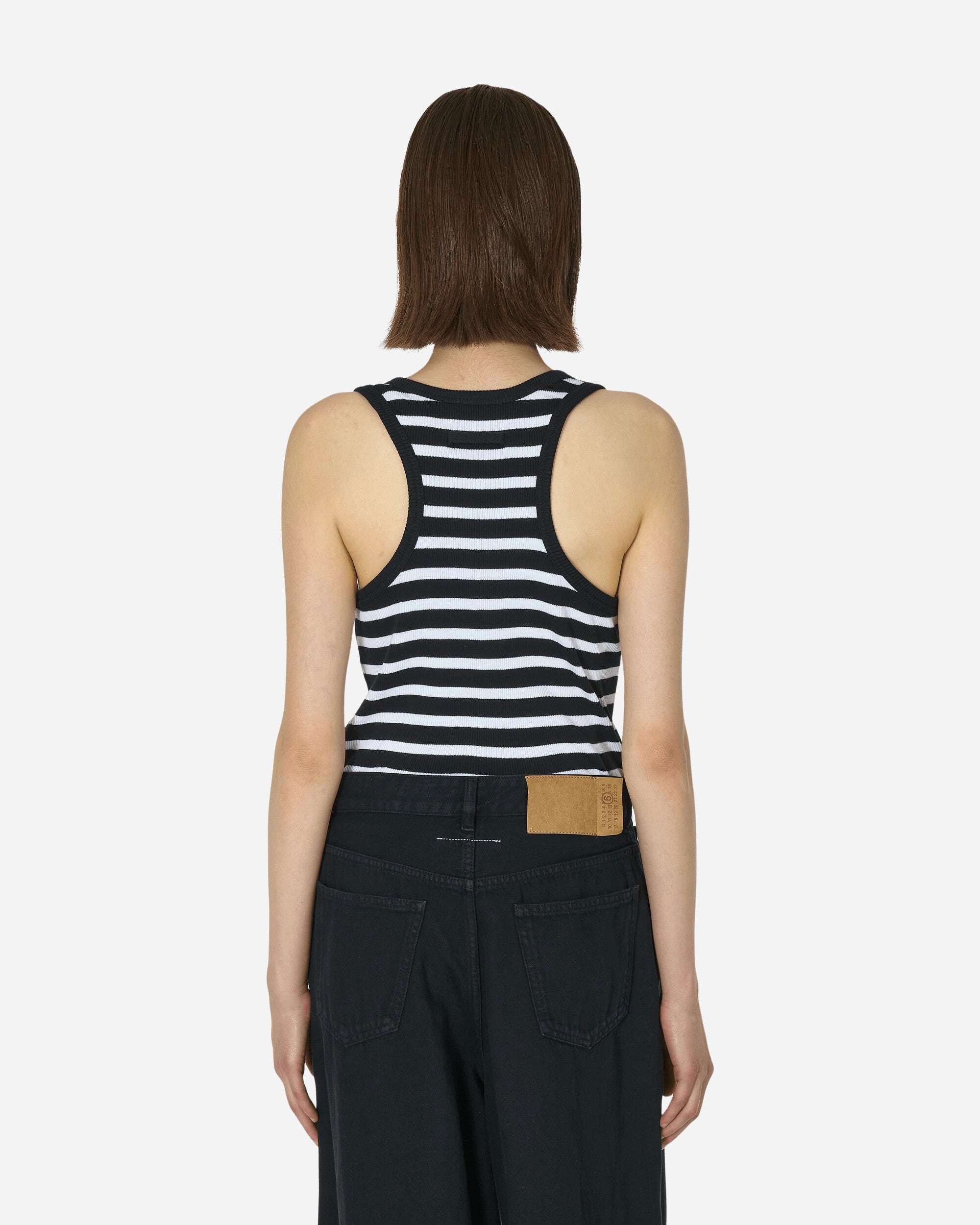 Strapped Marinière Tank Top Black / White - 3