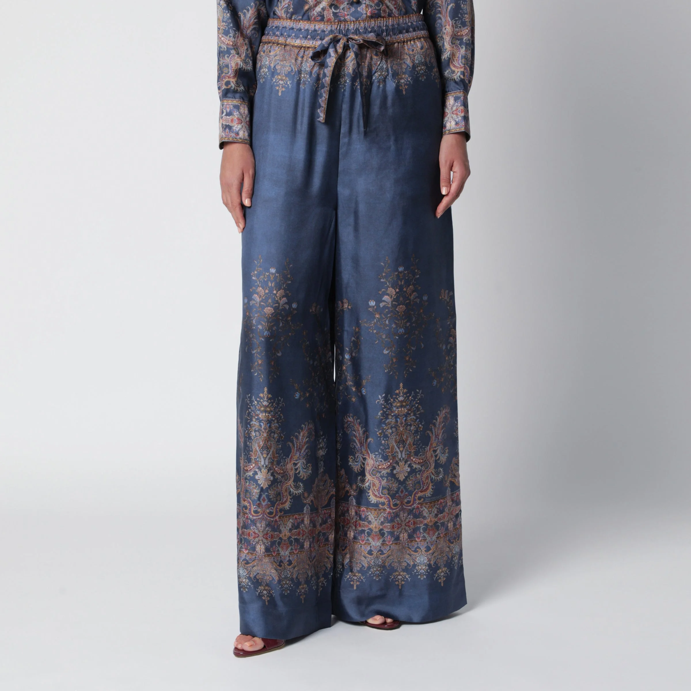 Valiant navy blue silk trousers - 1