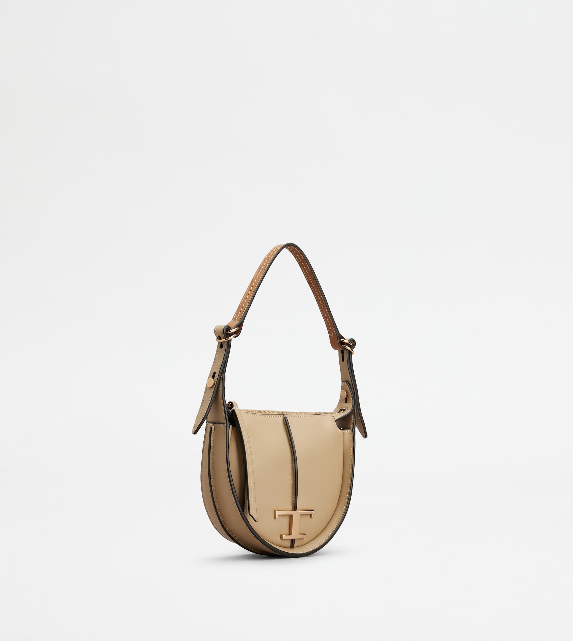 T TIMELESS HOBO BAG IN LEATHER MICRO - BEIGE - 3