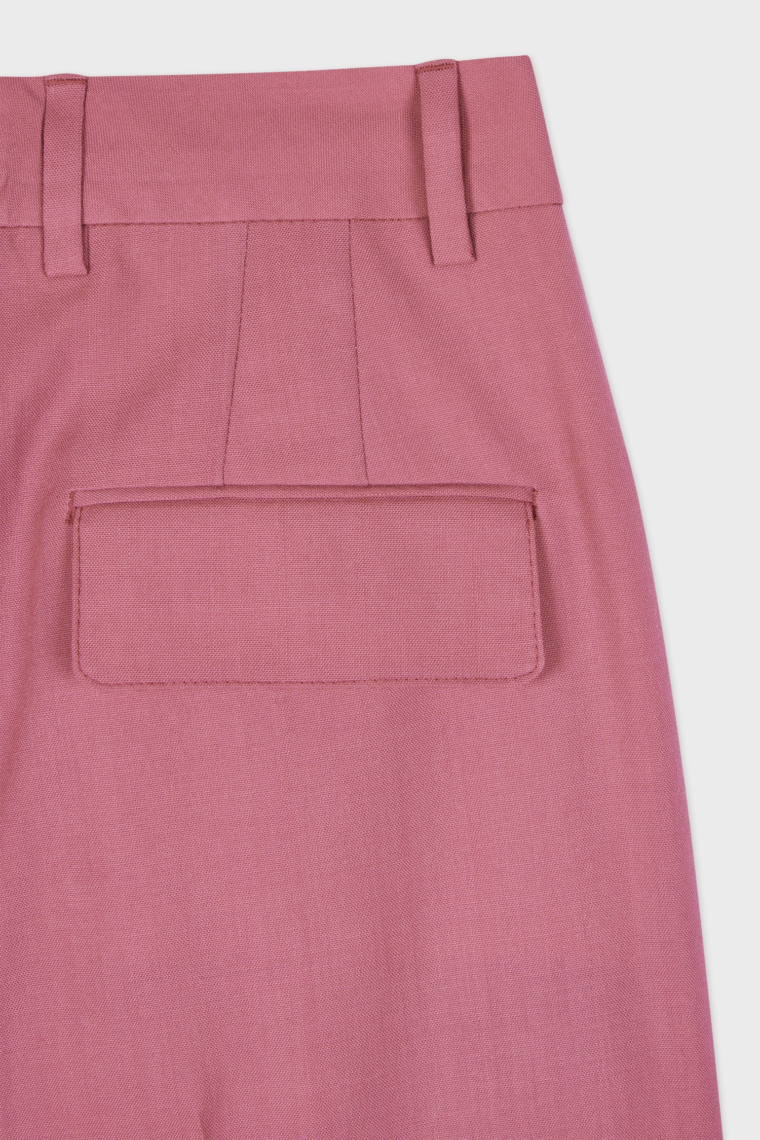 Women's Pink Mid-Rise Wool Trousers - 2